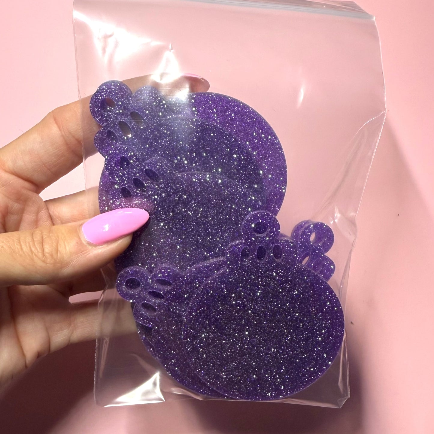 Purple Glitter Acrylic 2 inch Ornament Destash Pack - 10 Count