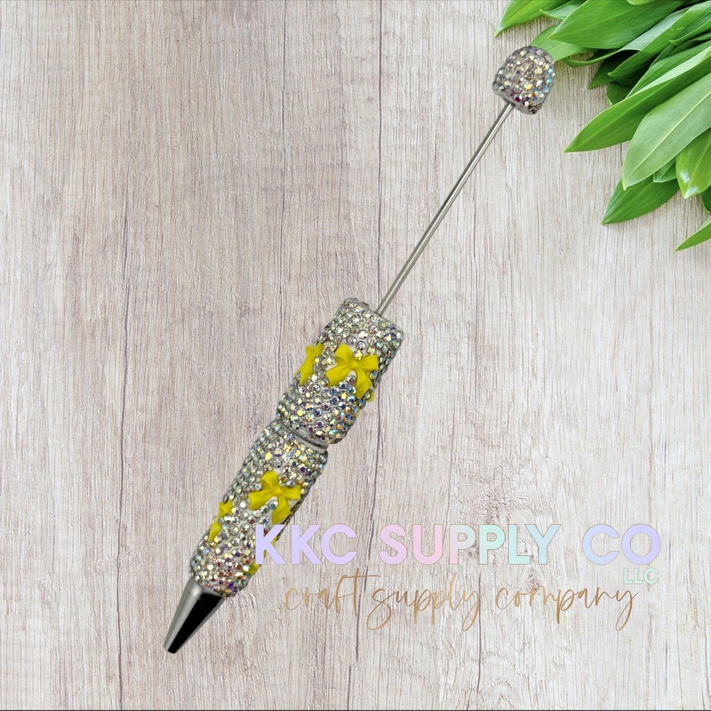 Yellow Bow Rhinestone Beadable Pen-AB