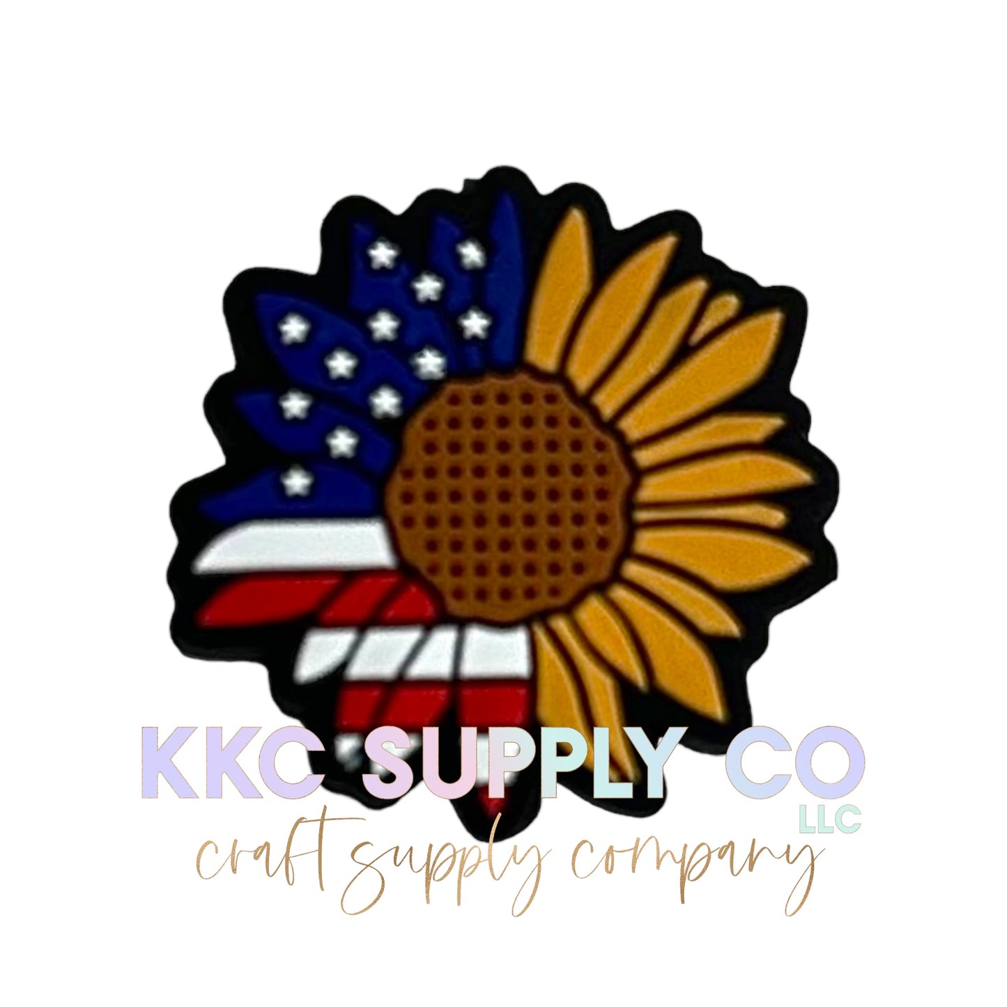 American Flag Sunflower Silicone Focal Bead