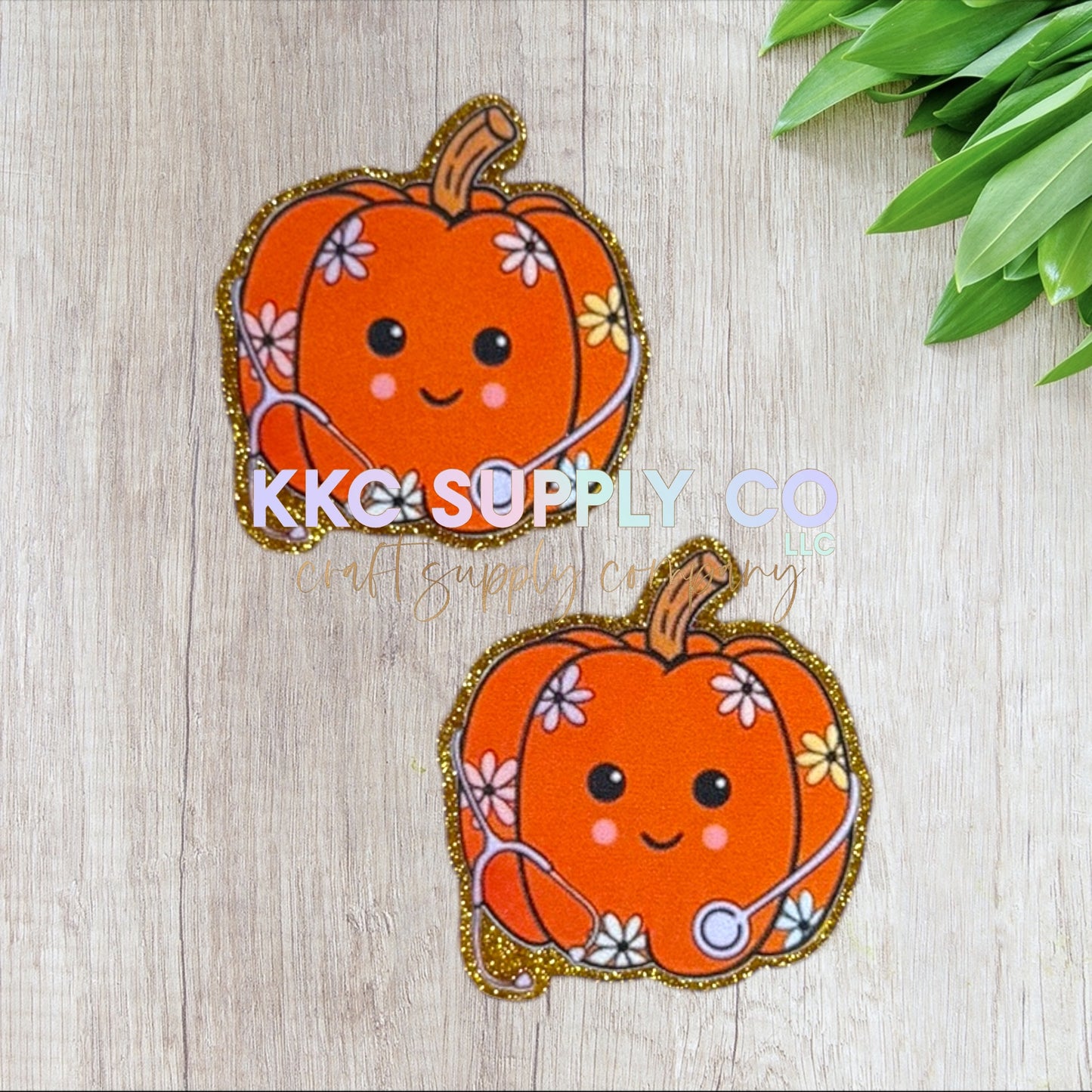 AT285-Daisy Pumpkin with Stethoscope-Acrylic Flatback