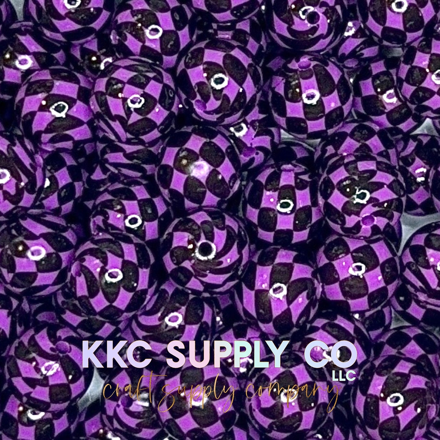 Purple Liquid Checker Silicone Beads