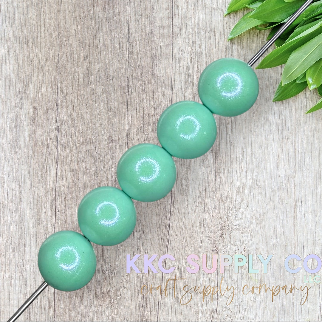 COS22-Chameleon Opal Mint Green Solid Silicone Bead 15mm