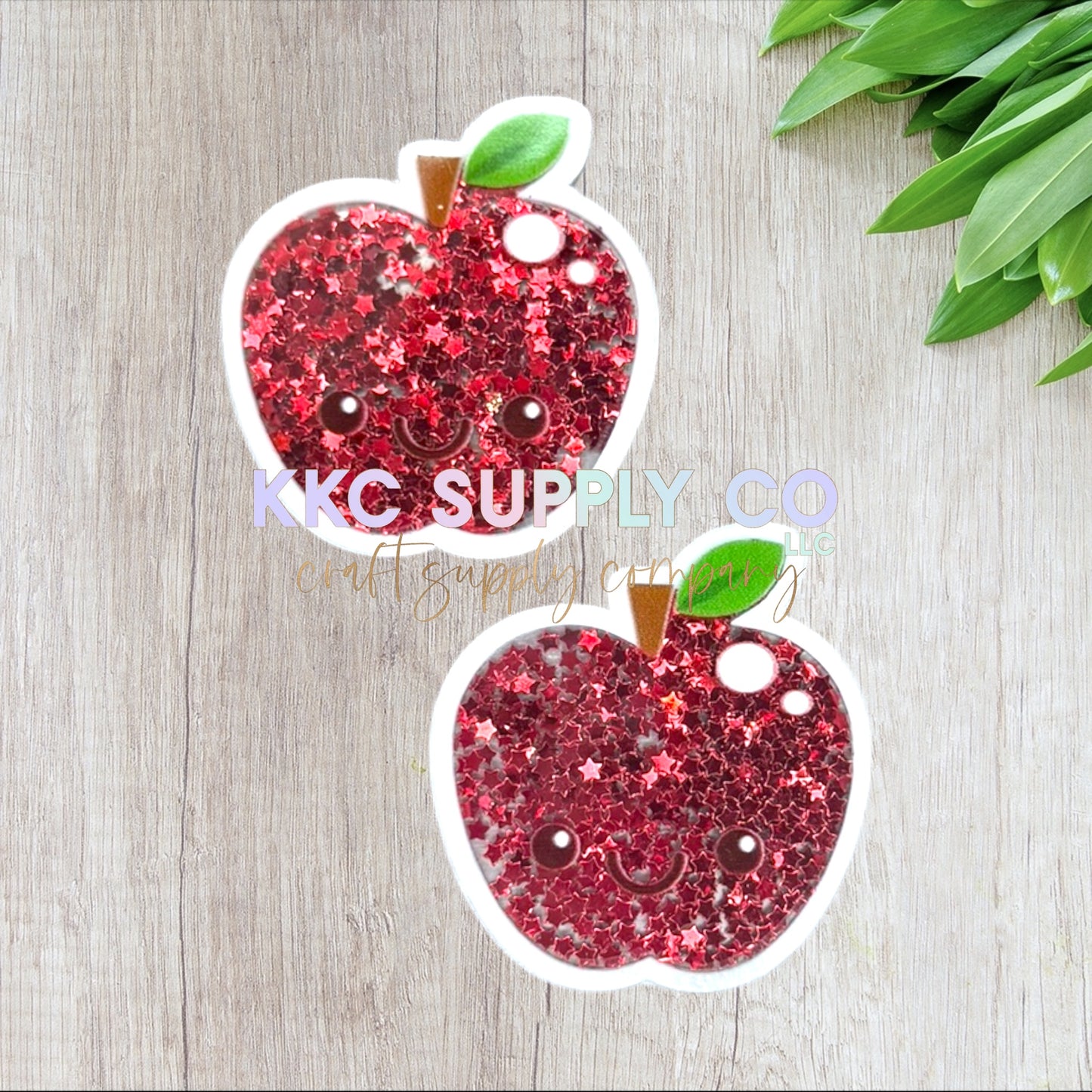 AT309-Apple Glitter Shaker-Acrylic Flatback