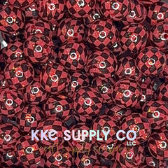 SGL73-Red Checker Liquid Glitter Silicone Beads