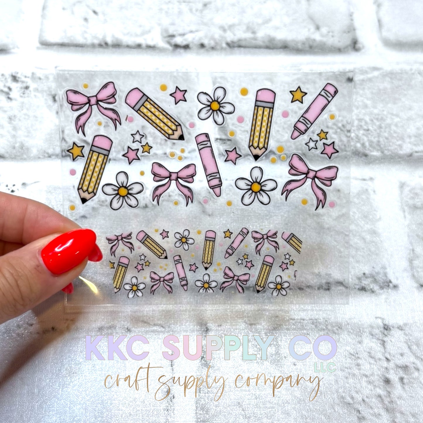 TKUV84-Pencils and Crayons Mini Tumbler Keychain UV DTF Decal