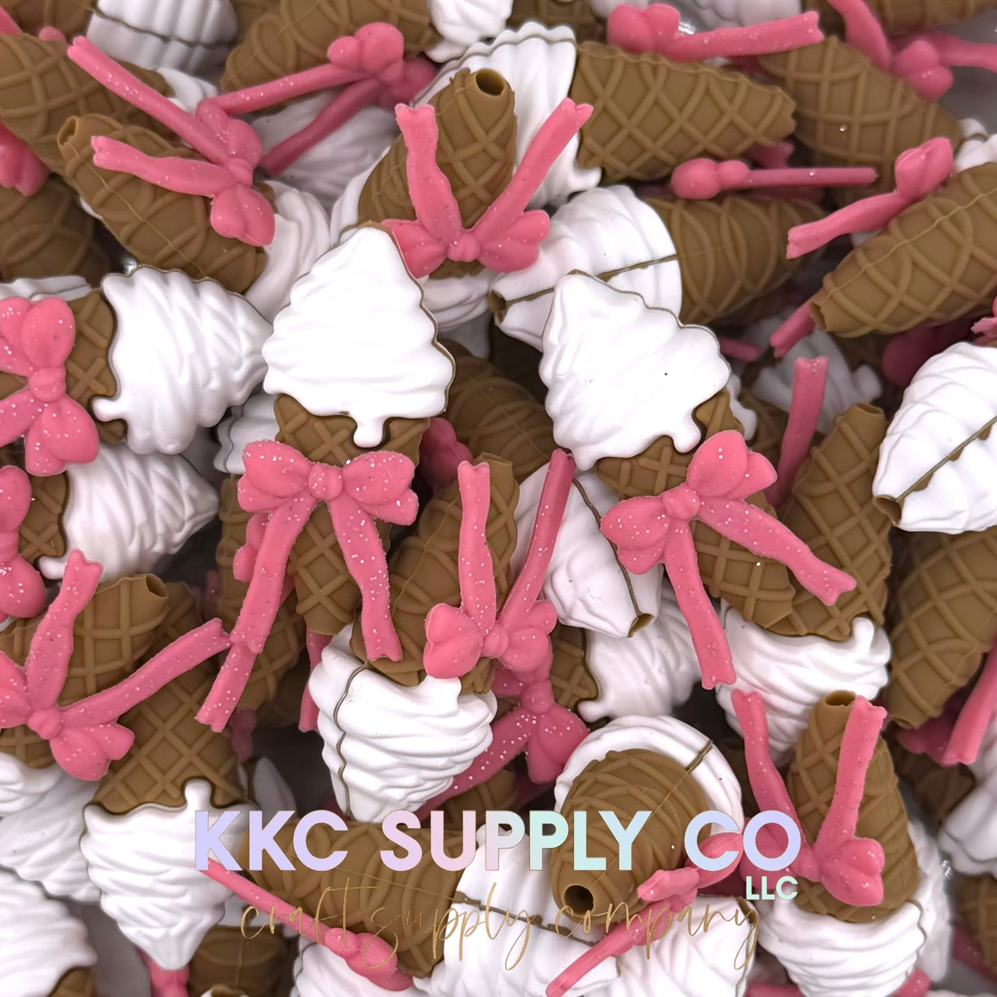 Ice Cream Cone 3D Silicone Focal Bead