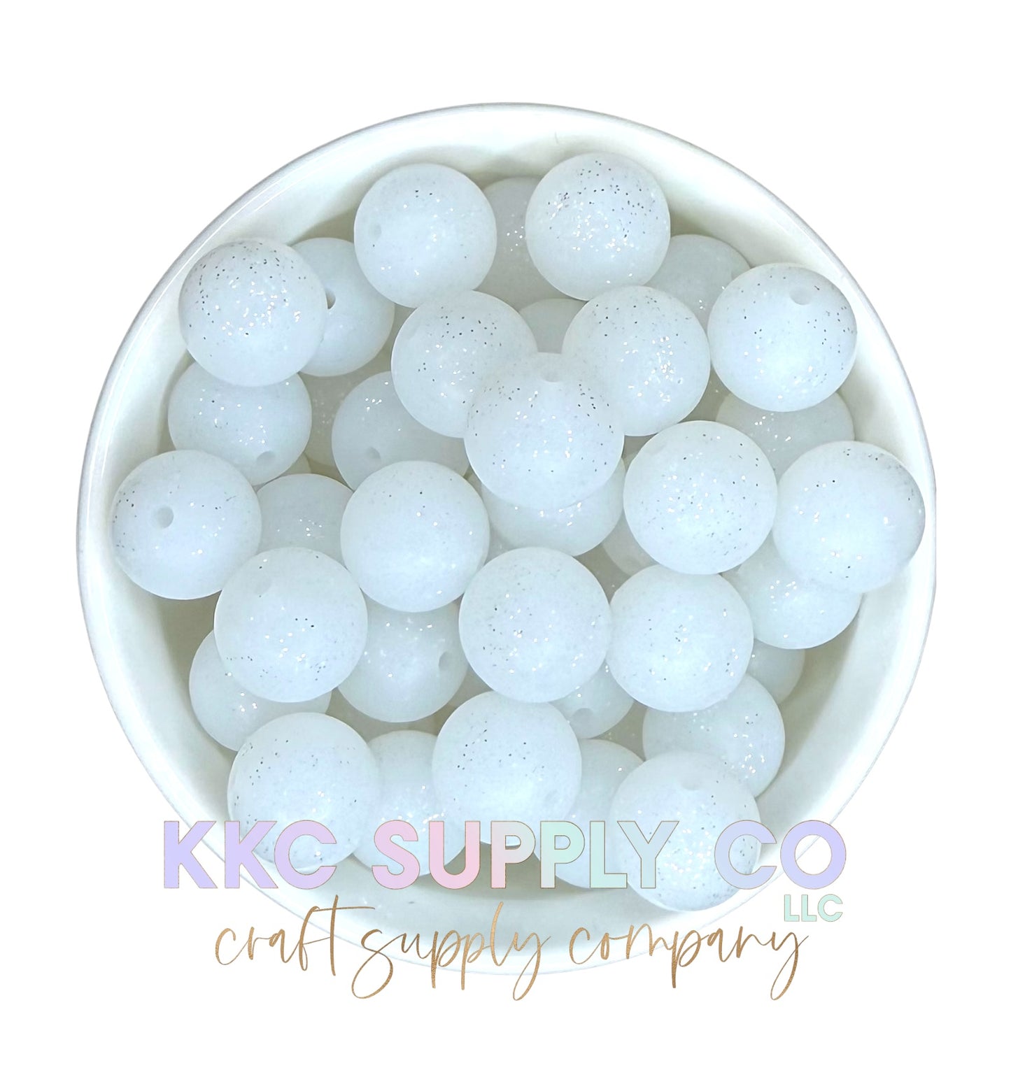SG48-White Glitter Silicone Beads