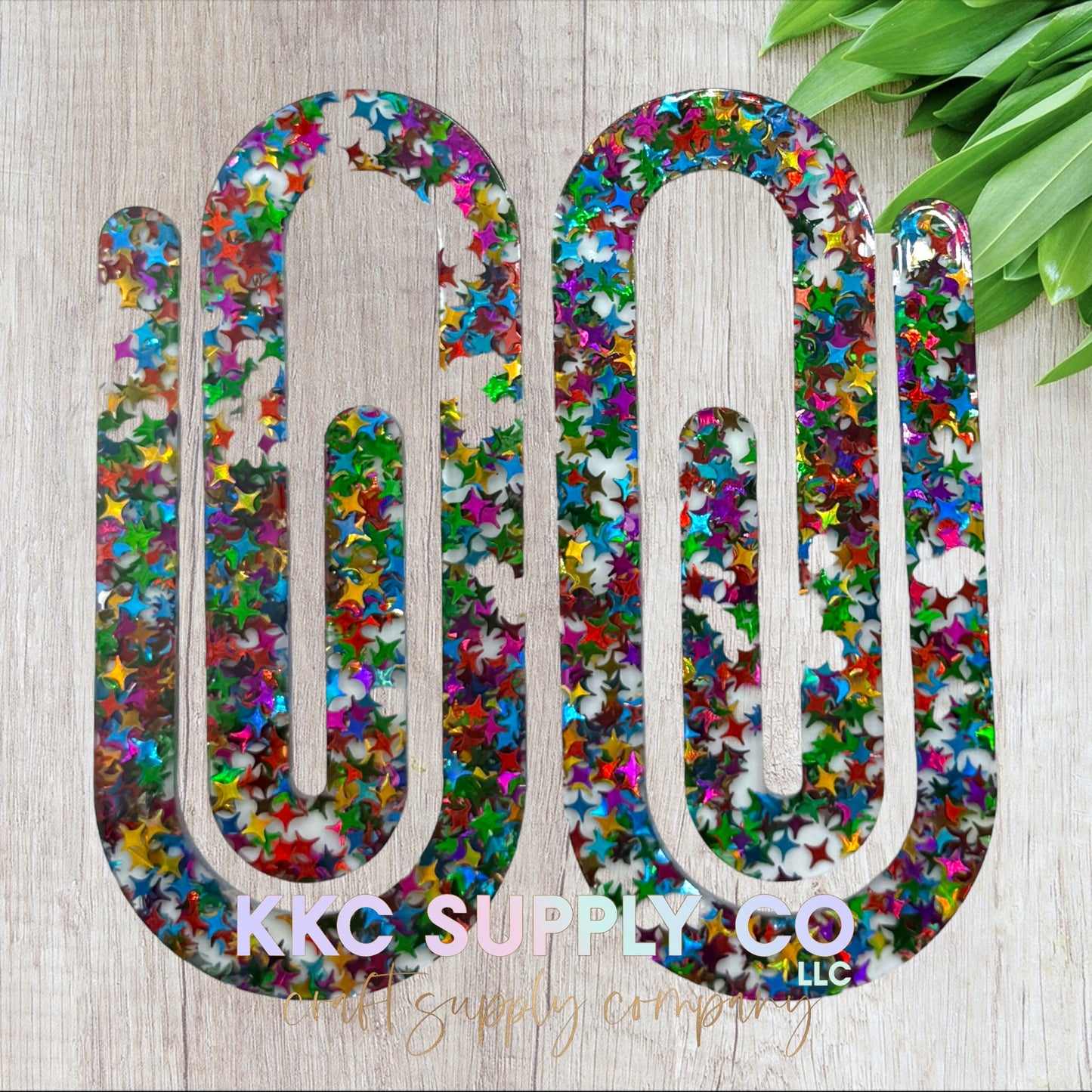 Jumbo Acrylic Glitter Paperclip-Multicolor Star