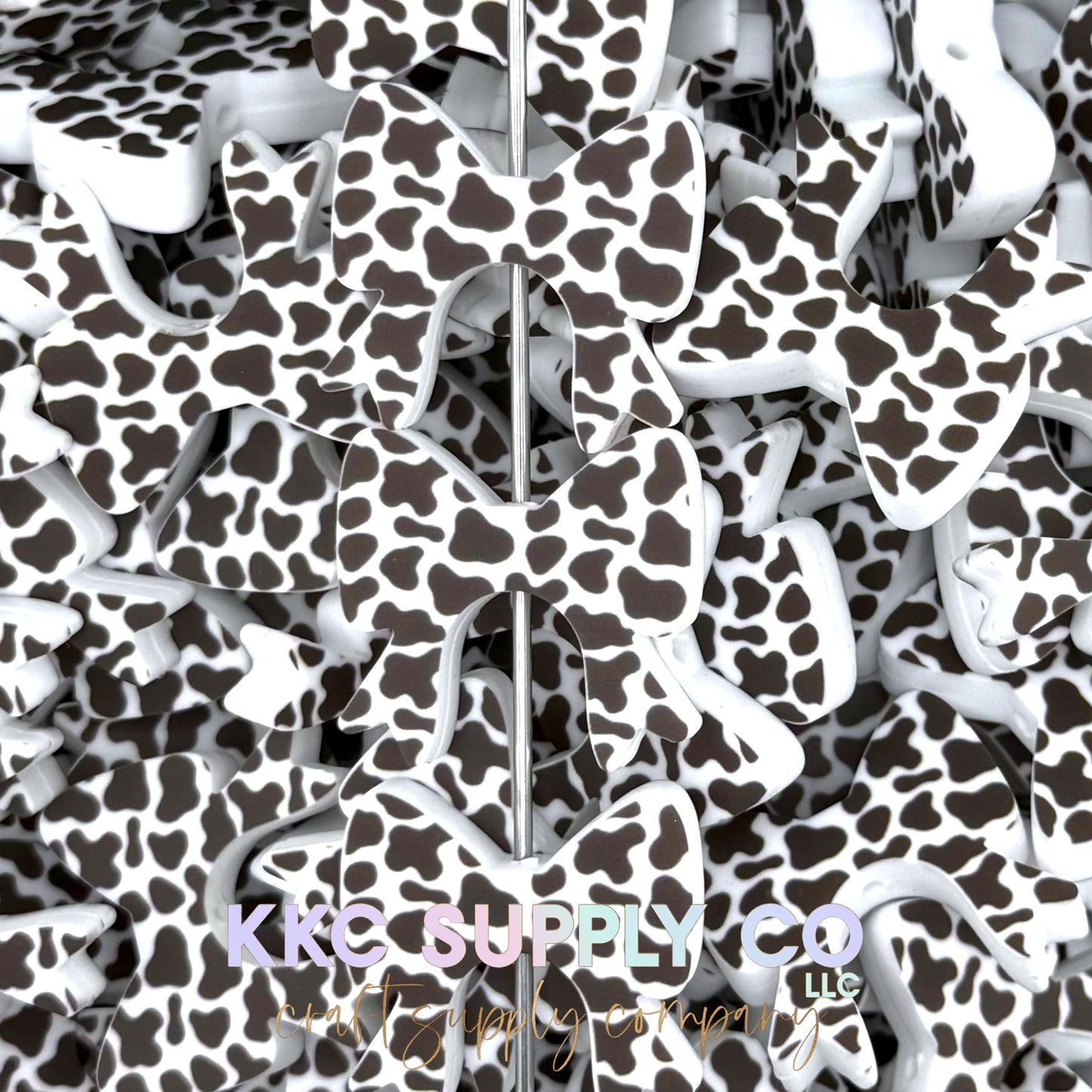 Cow Print Buddy Bow Silicone Focal Bead