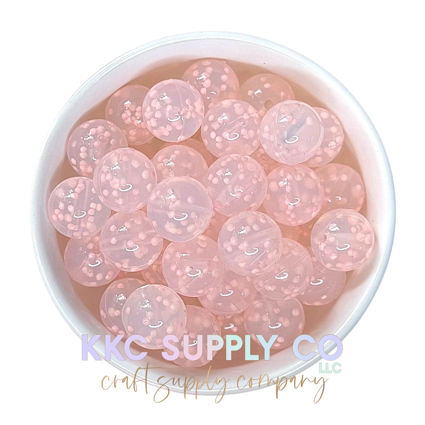Clear Light Pink Confetti Silicone Bead 15mm