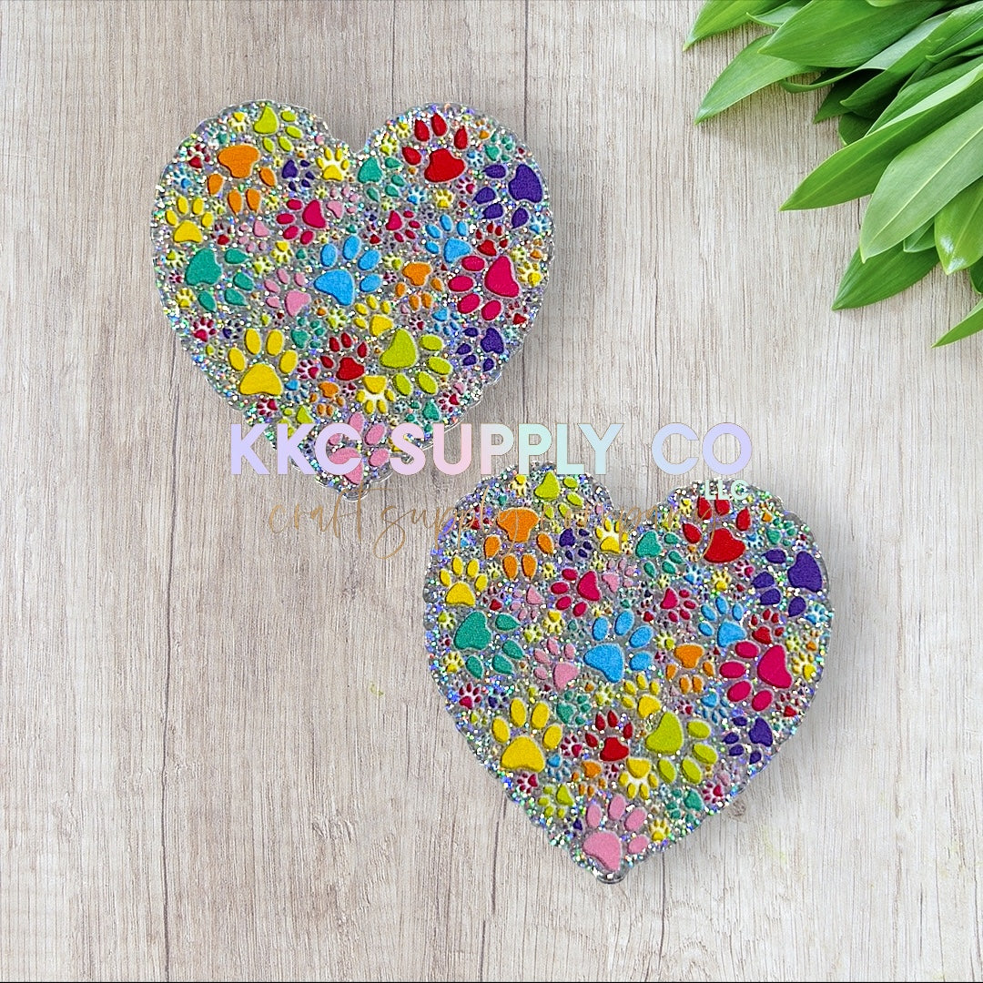 AT134-Paw Prints Left On Your Heart-Acrylic Flatback