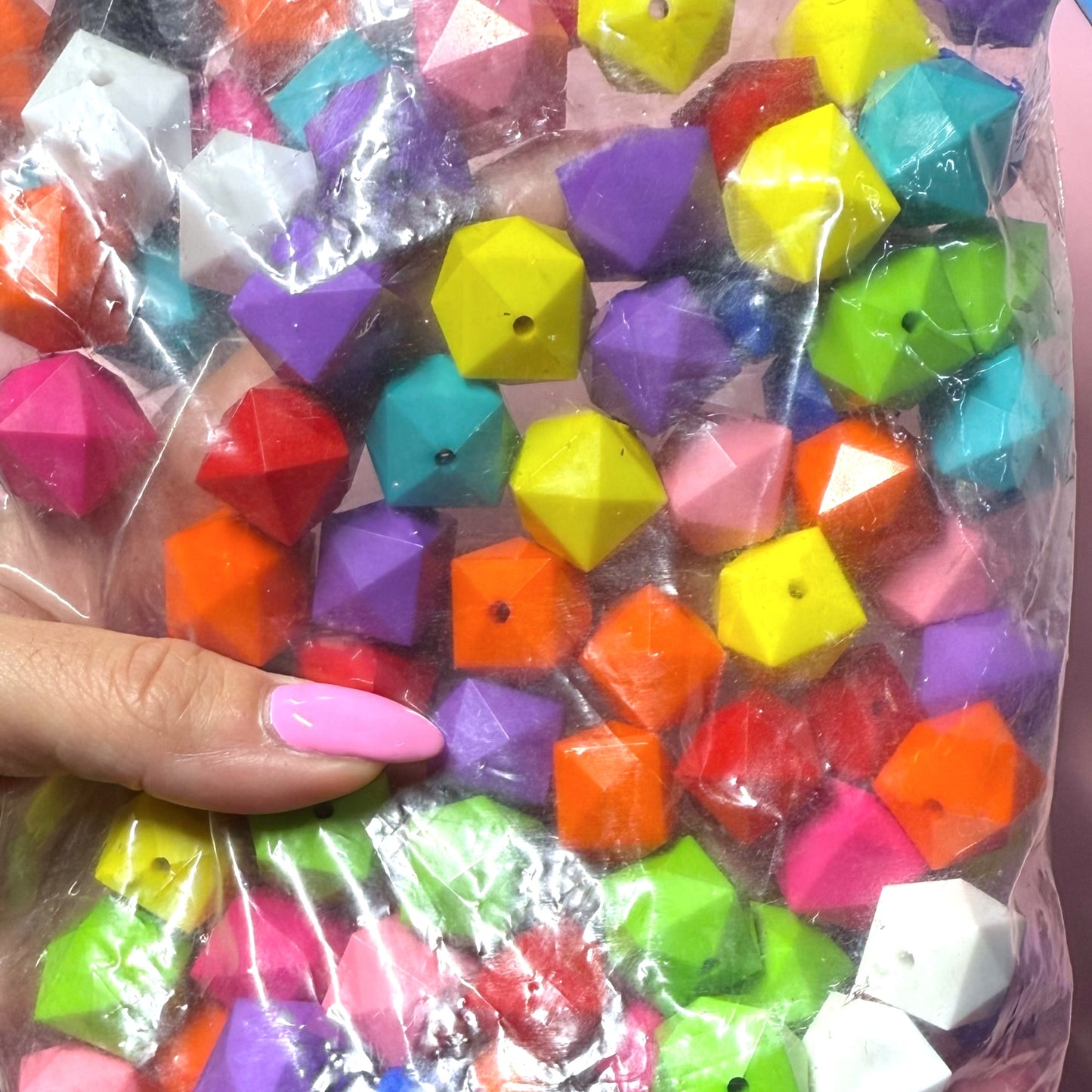 Mixed Hexagon Acrylic 20mm Bead Destash Pack - 100 count