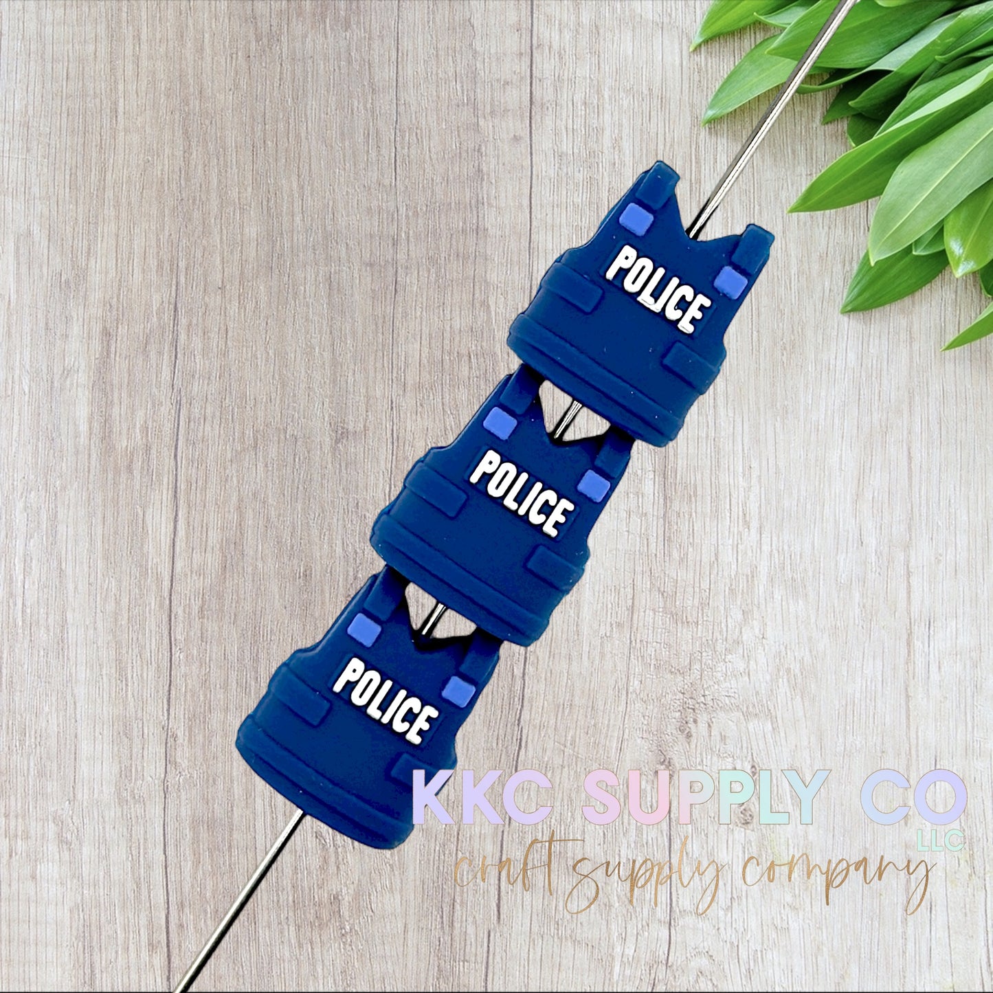 Police Vest 3D Silicone Focal Bead