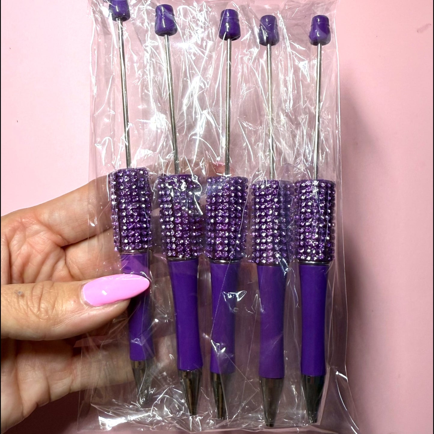 Purple Rhinestone Pen Destash Pack - 5 Count