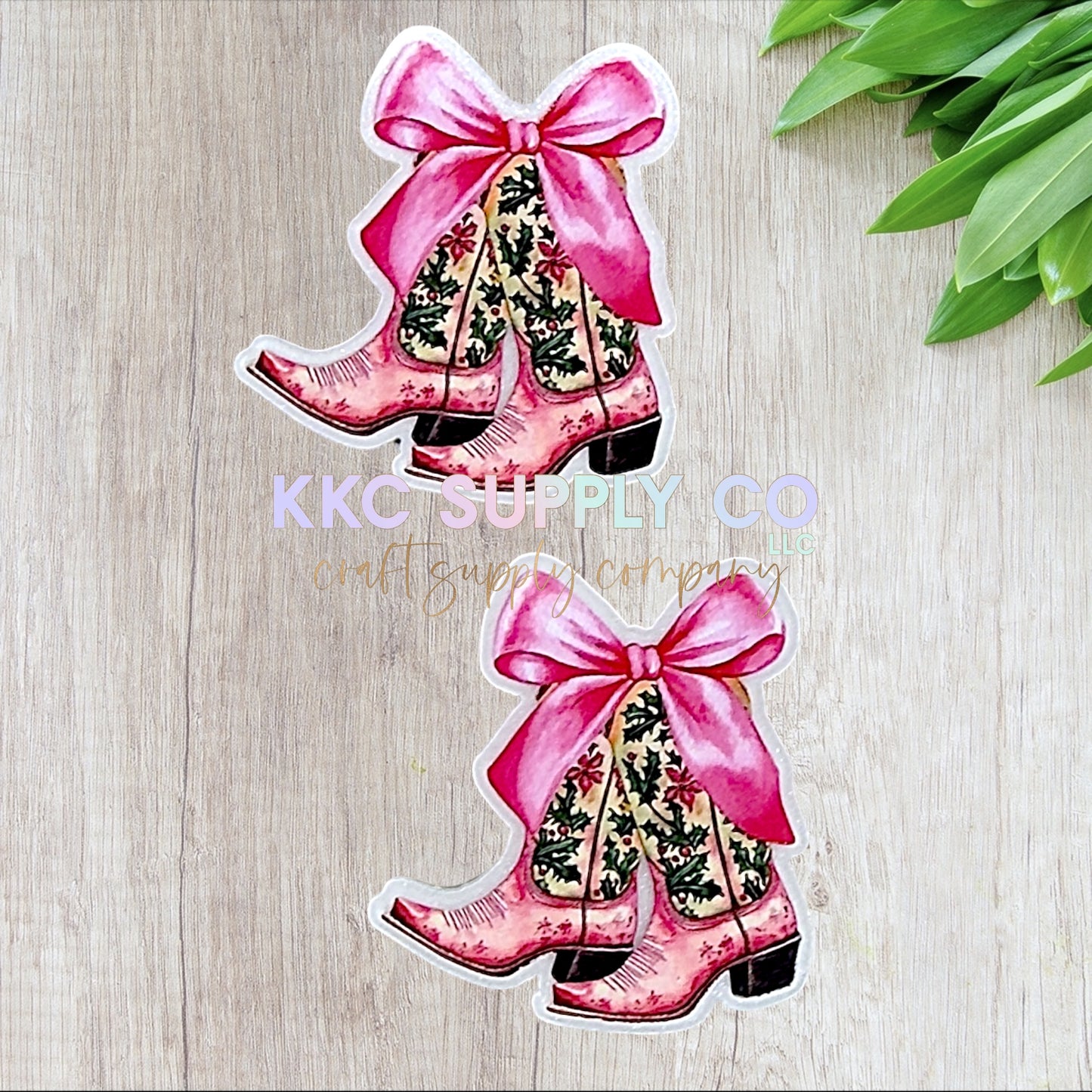 AT473-Christmas Cowgirl Boots-Acrylic Flatback