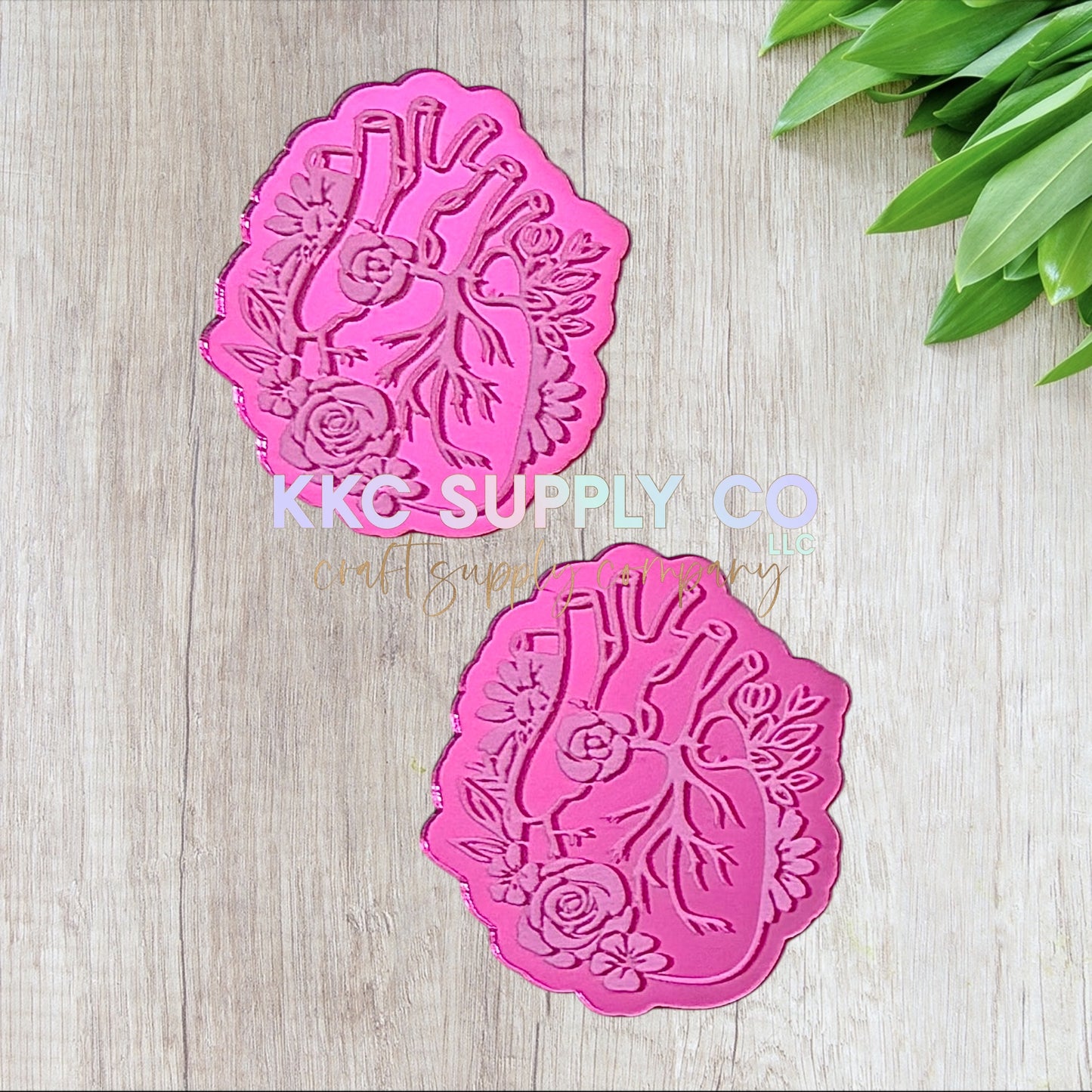 AT44-Floral Mirror Heart-Acrylic Flatback