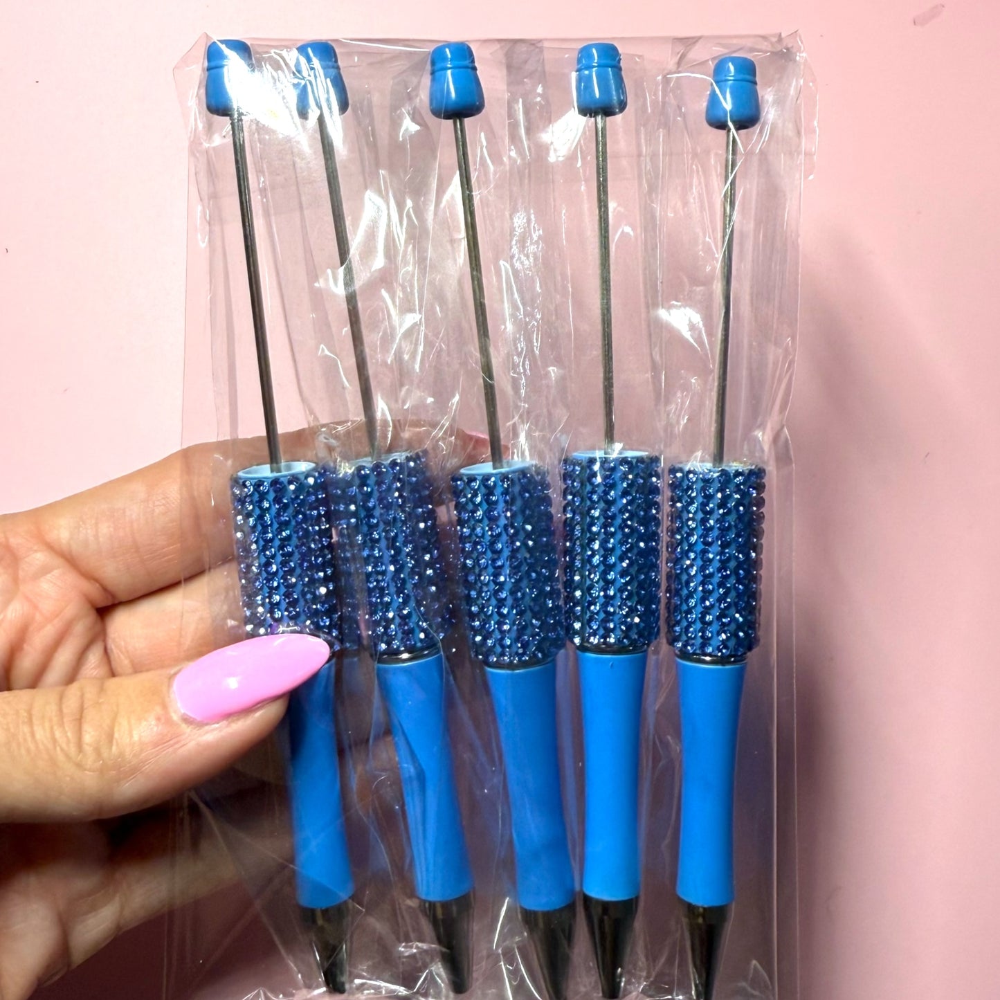 Light Blue Rhinestone Pen Destash Pack - 5 Count