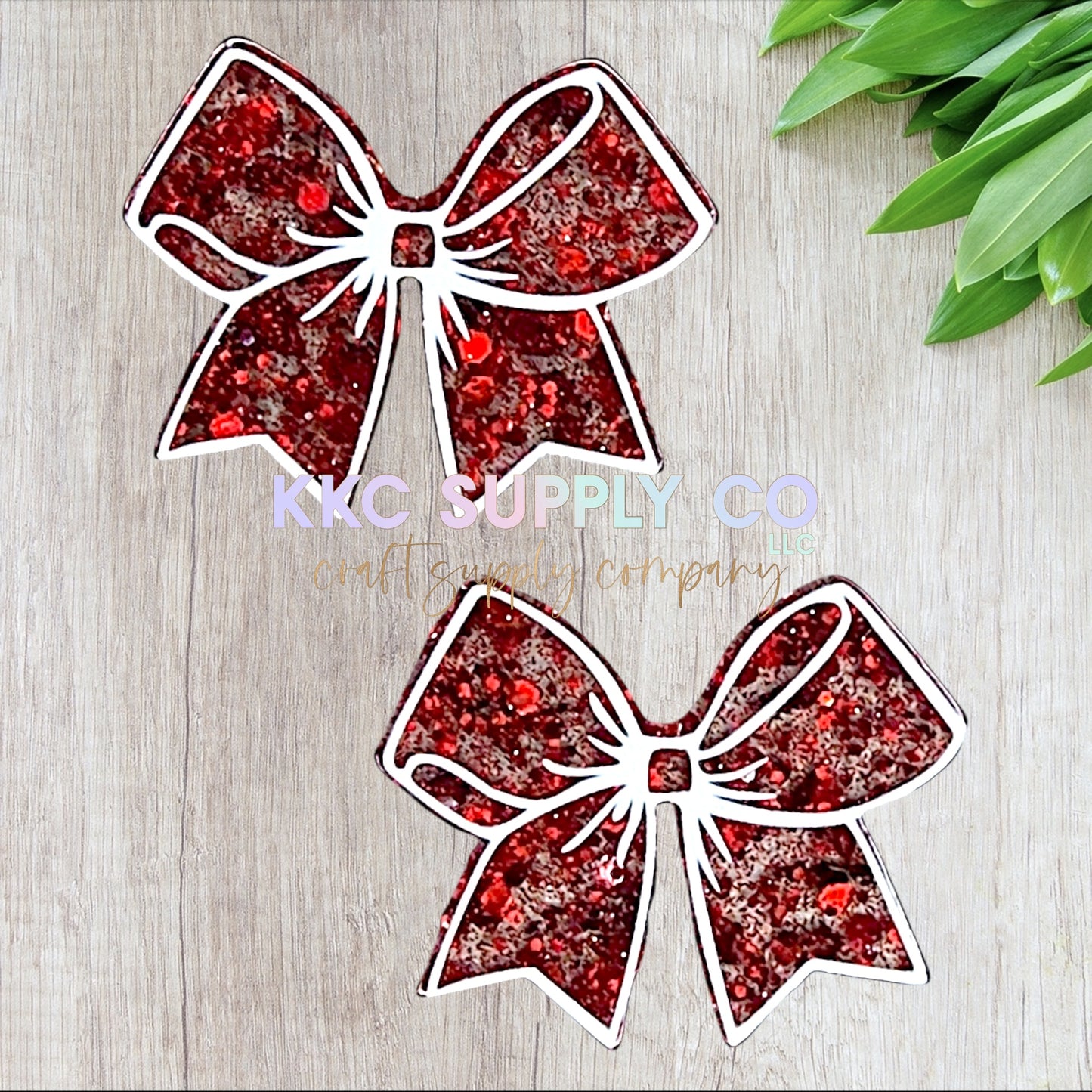 AT484-Red and White Bow-Acrylic Flatback