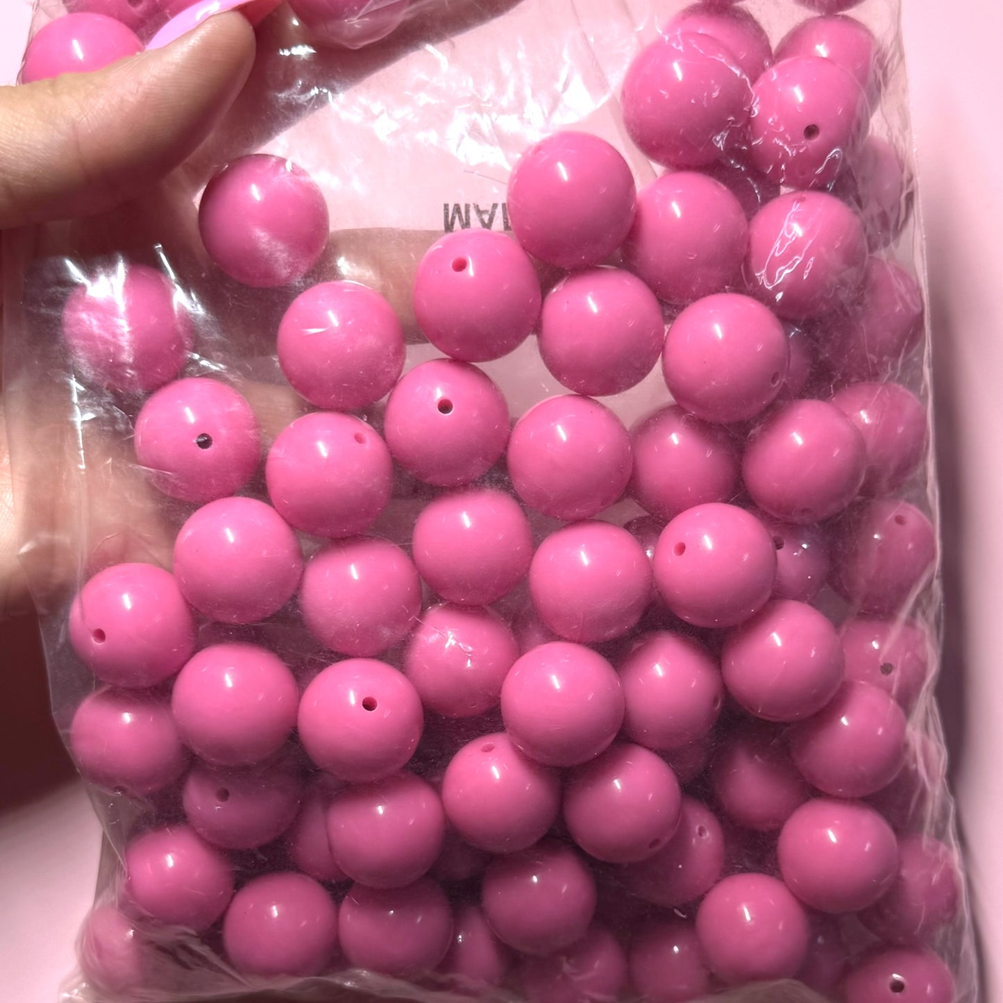 Pink Acrylic 20mm Bead Destash Pack - 100 Count