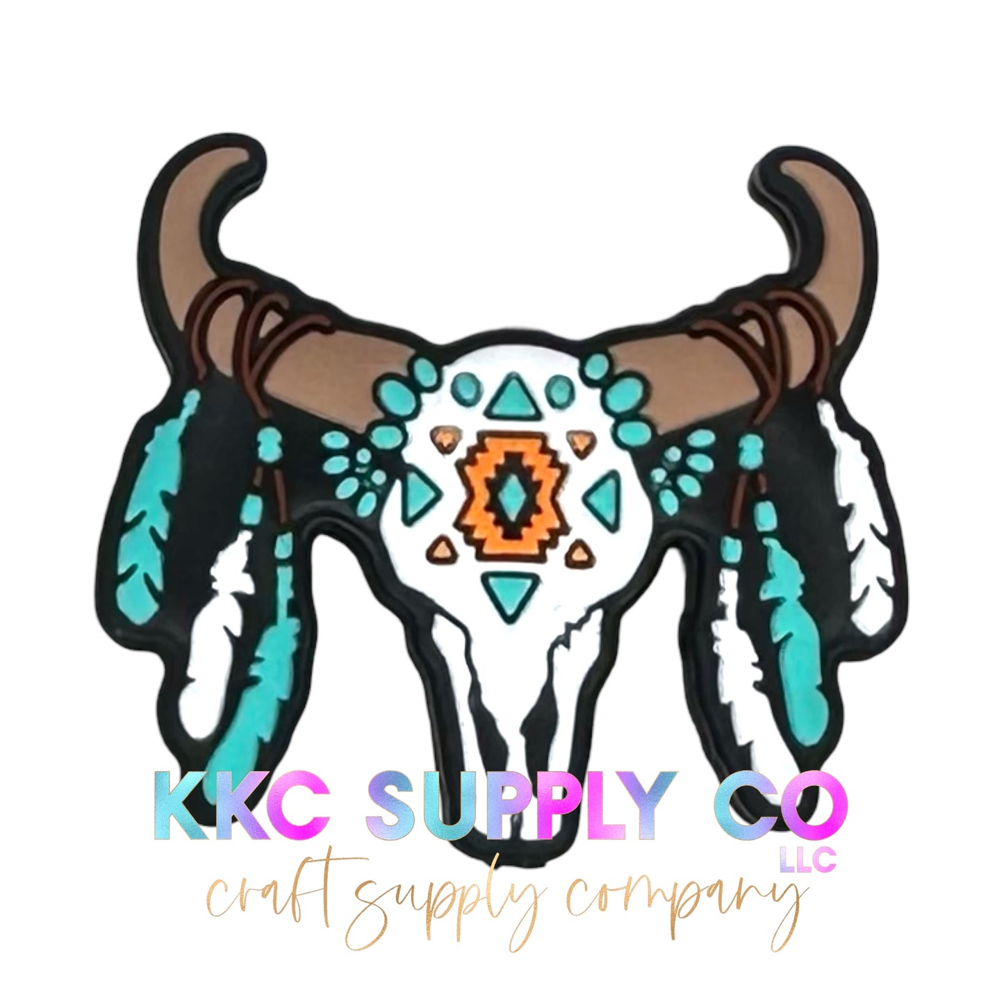 Feather Bull Skull Silicone Focal Bead