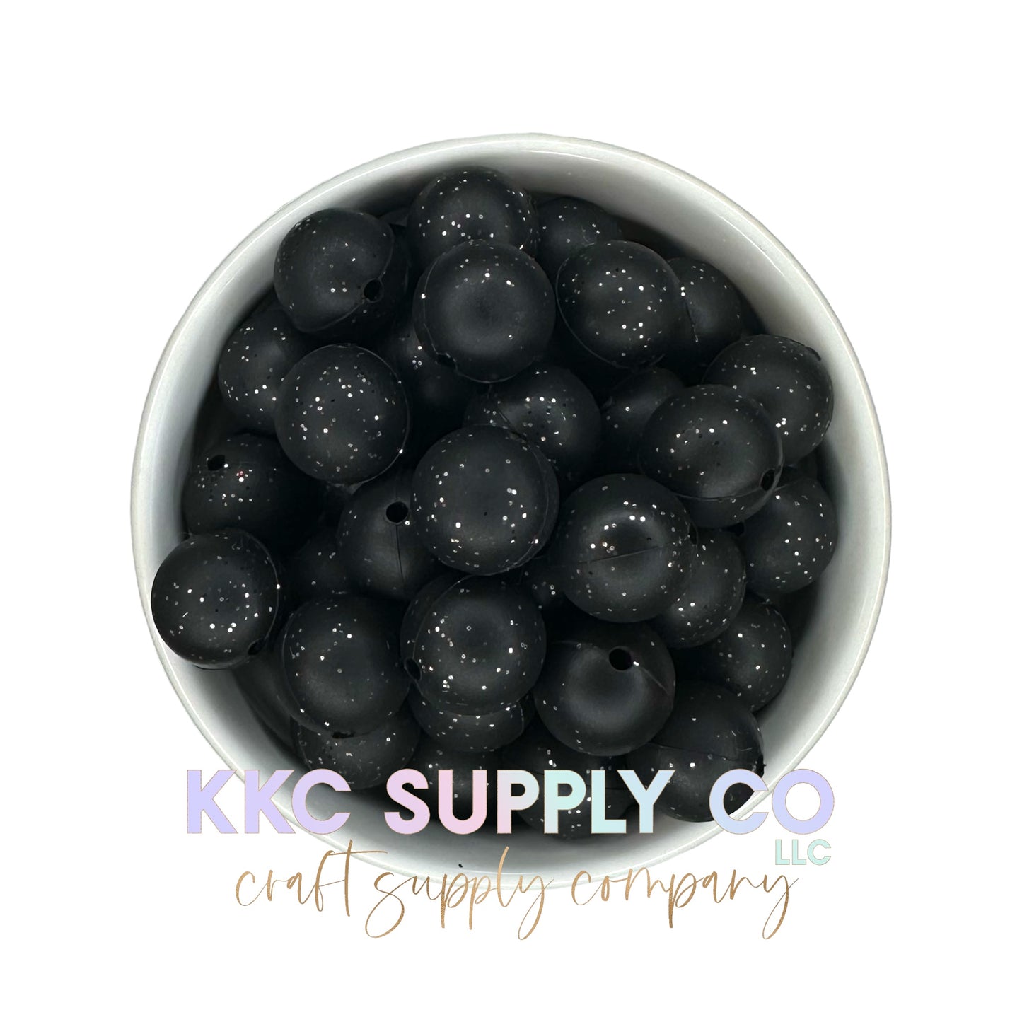 SG18-Black Glitter Solid Silicone Beads