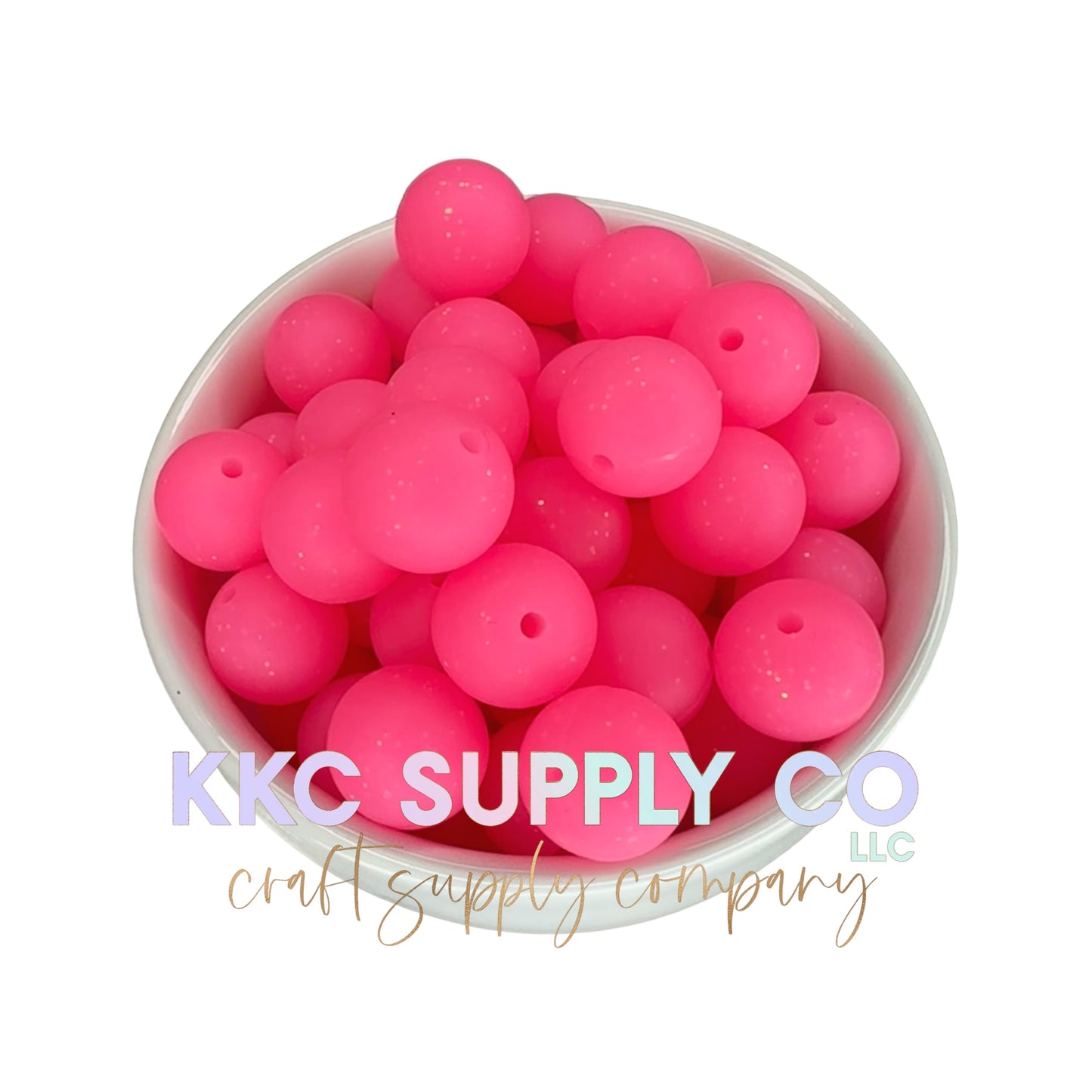 SG21-Neon Glitter Pink Solid Silicone Bead 15mm
