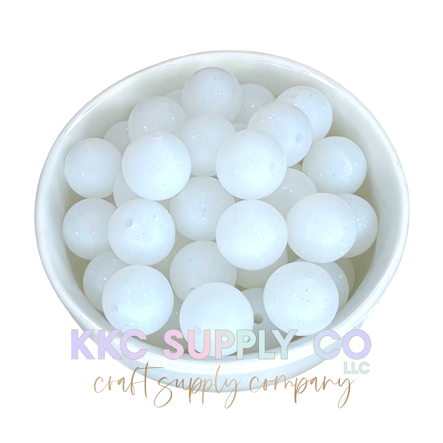 SG26-Neon Glitter White Solid Silicone Bead 15mm