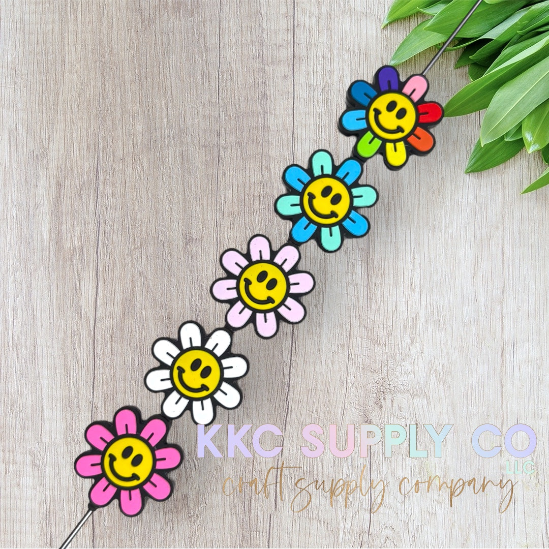 Happy Flowers Silicone Focal Bead