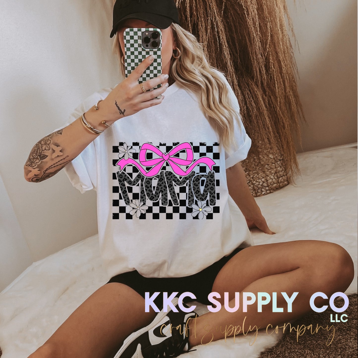 #170-Checker Coquette Mama T-Shirt Transfer