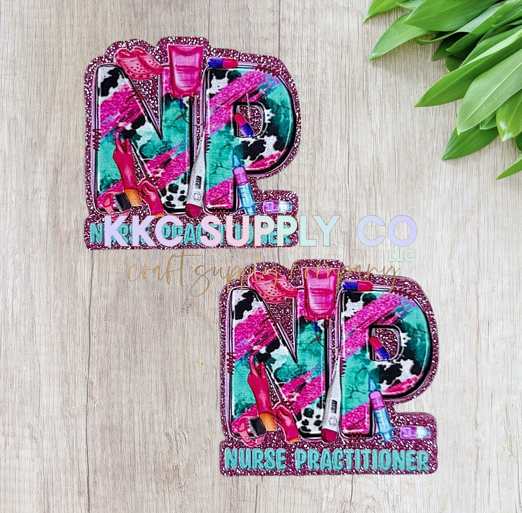 AT233-NP-Acrylic Flatback-Dark Pink Glitter