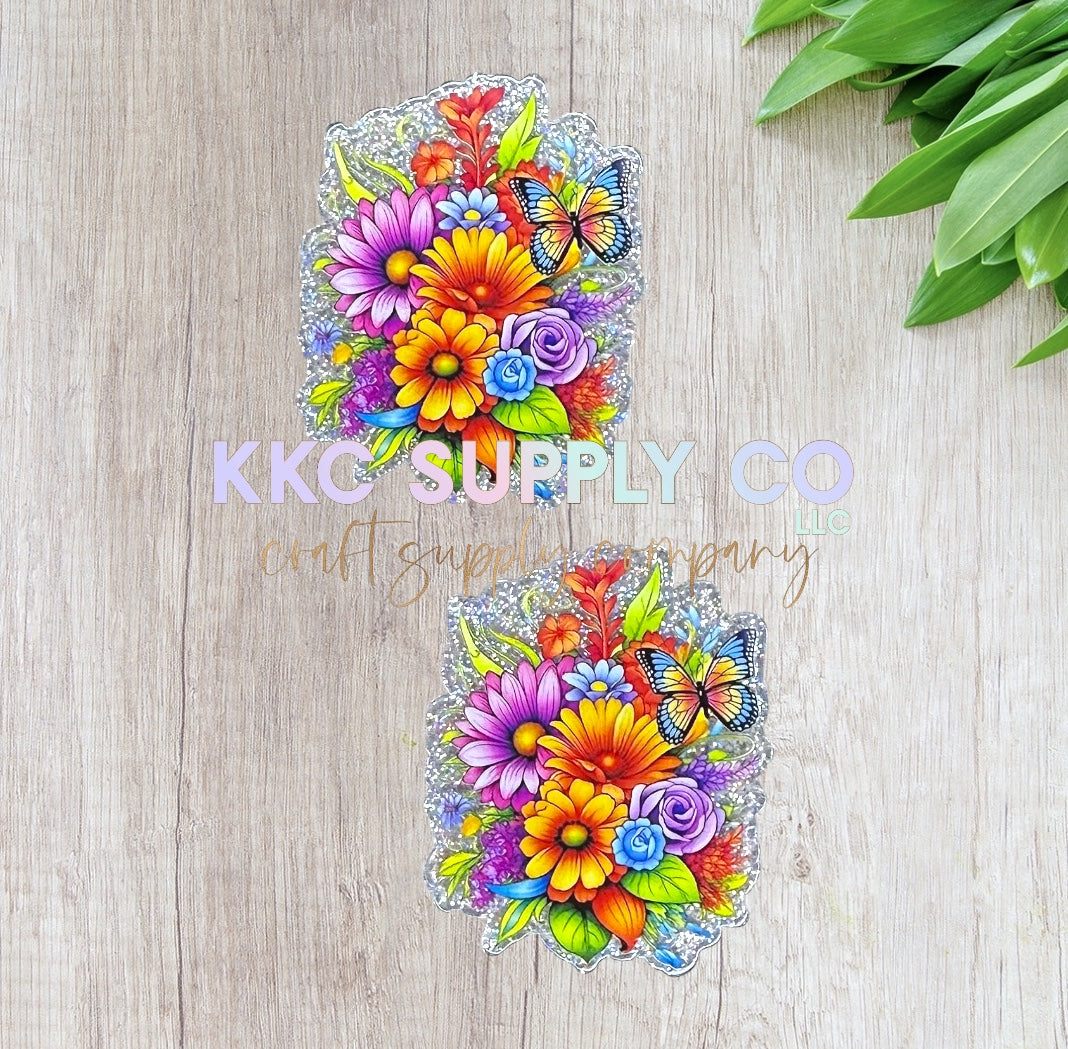 AT229-Butterflies and Flowers-Acrylic Flatback