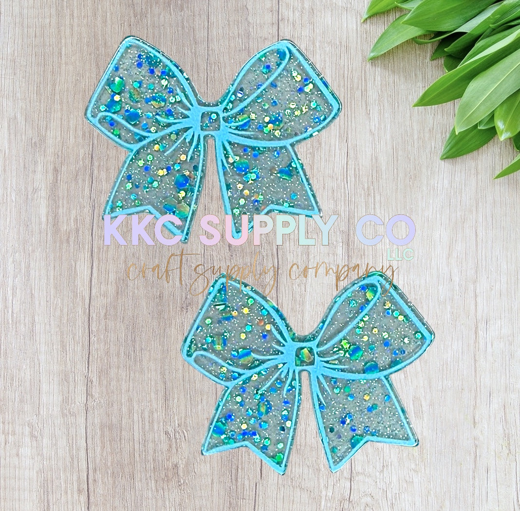 AT226-Blue Glitter Bow-Acrylic Flatback