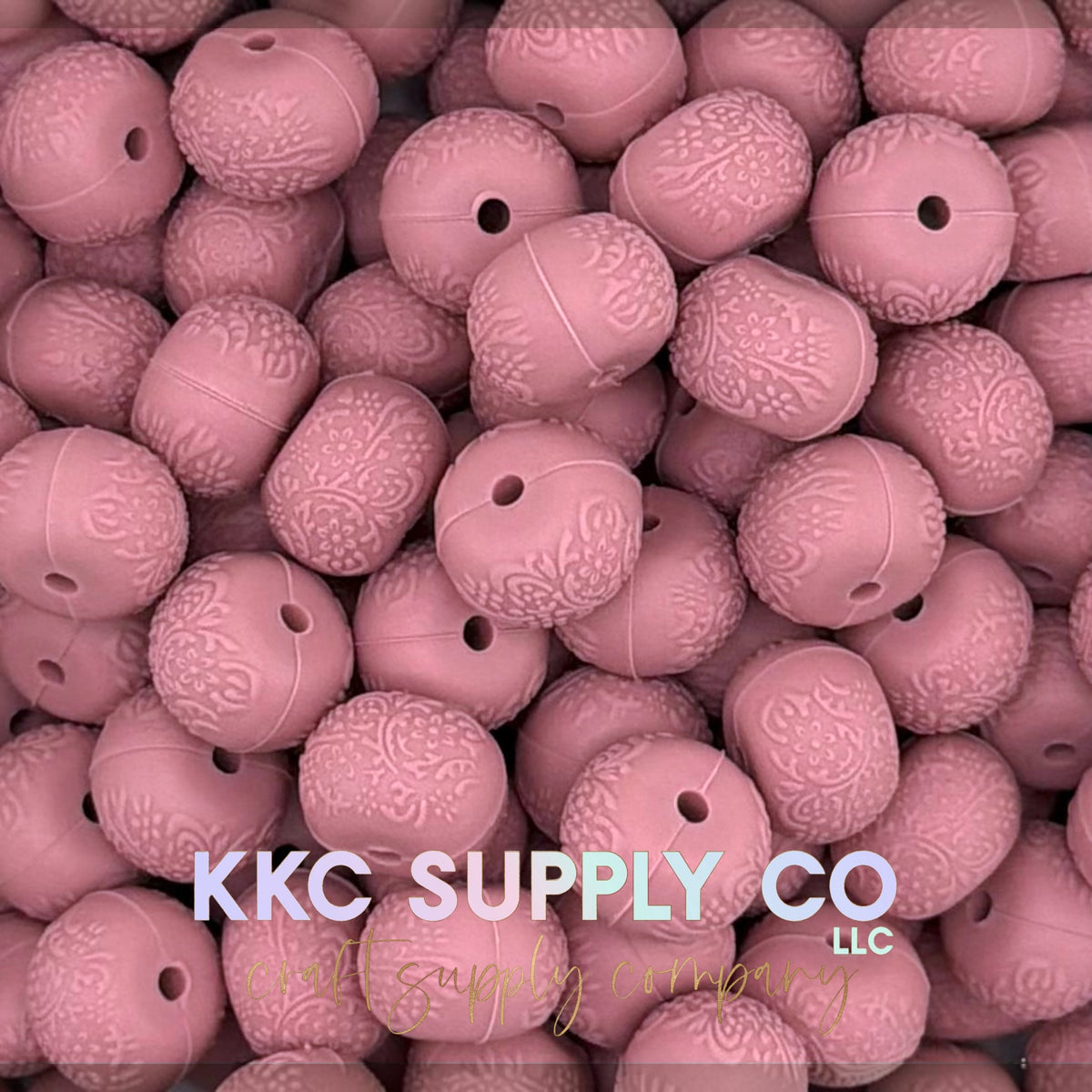 Floral embossed 14mm silicone abacus bead new color