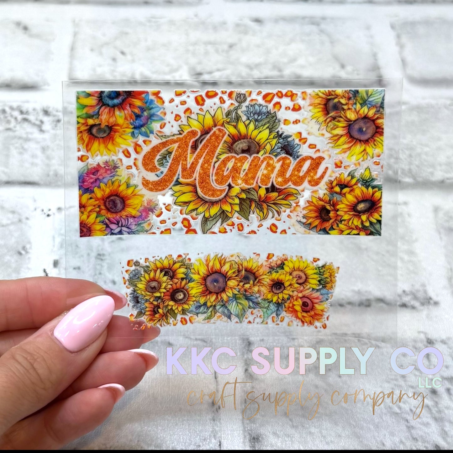TKUV69-Sunflower Mama Mini Tumbler Keychain UV DTF Decal