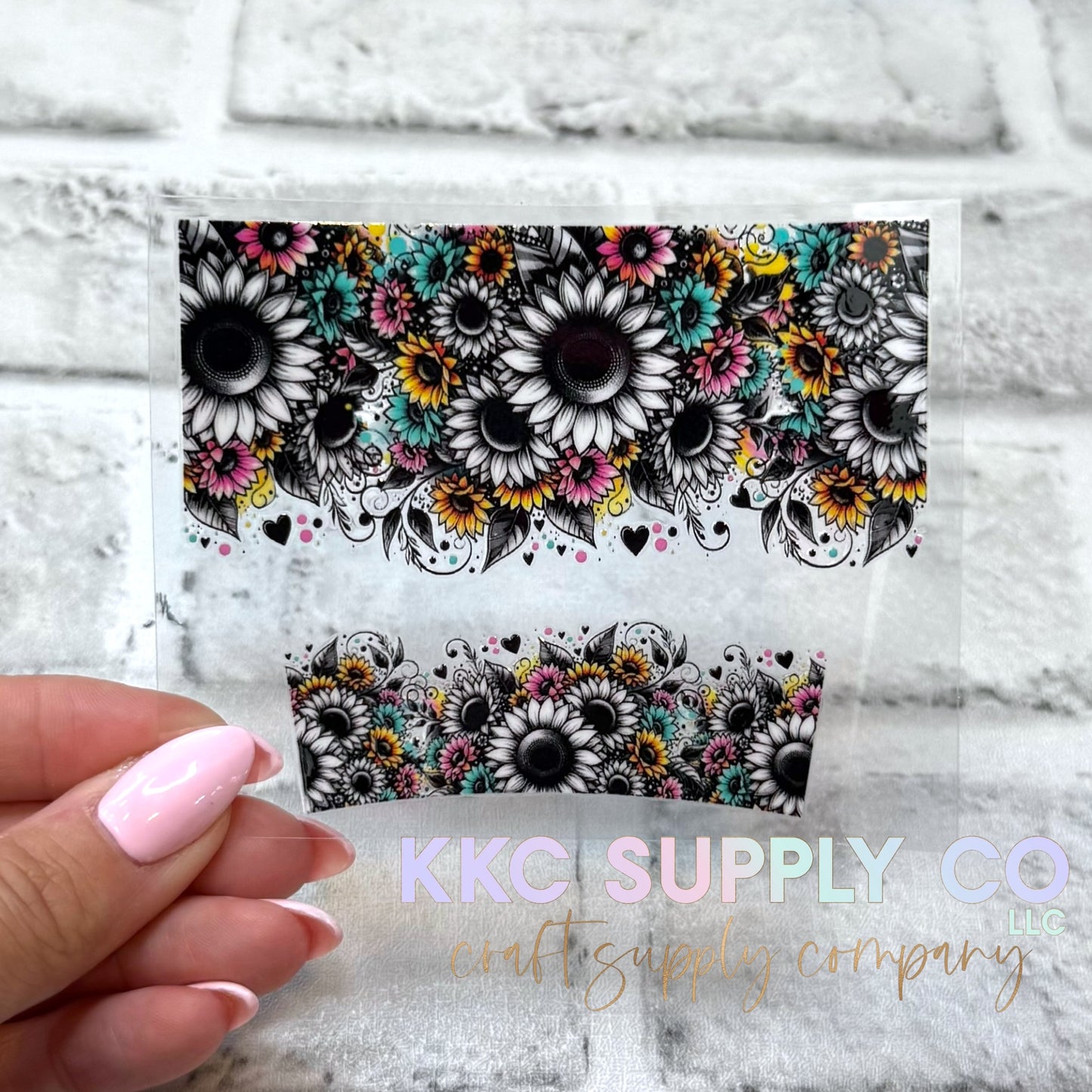 TKUV67-Colorful Sunflower Mini Tumbler Keychain UV DTF Decal