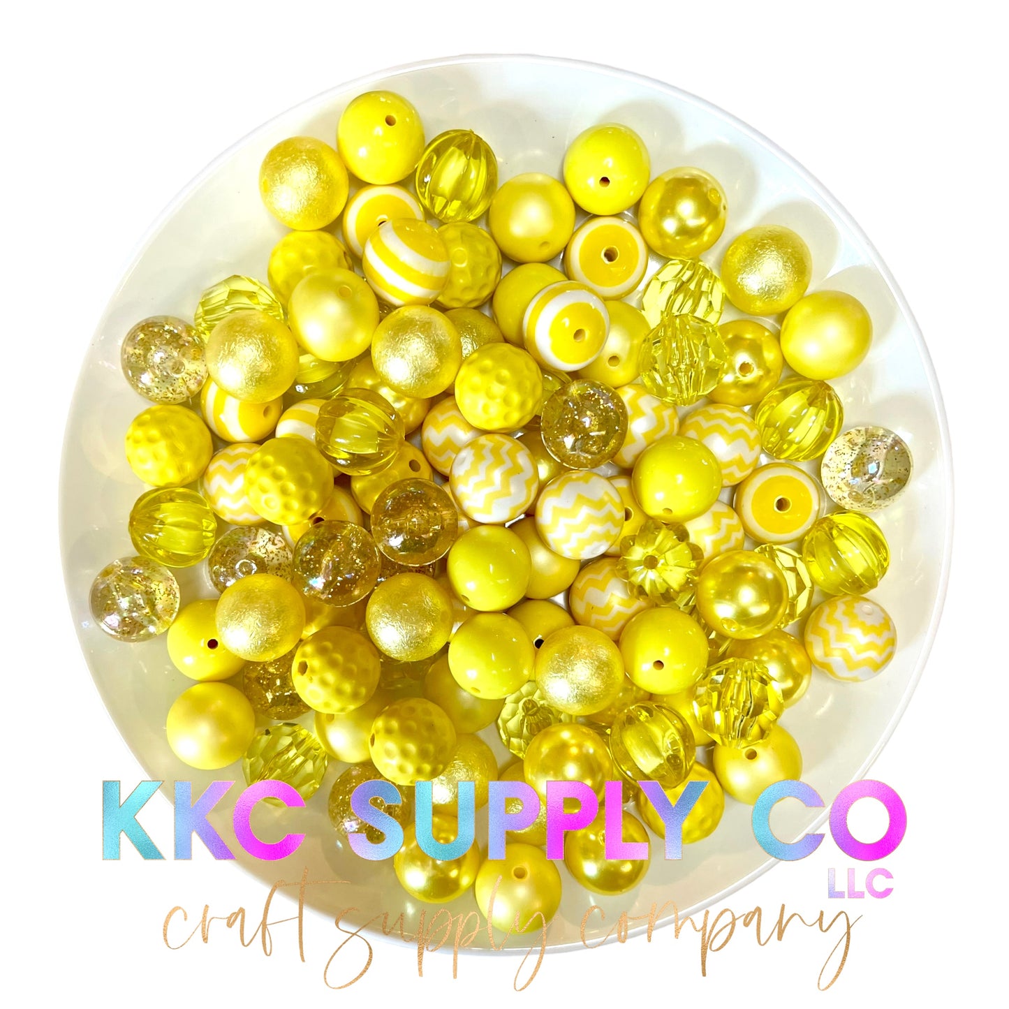 Sunshine Yellow Bubblegum Bead Mix 20mm