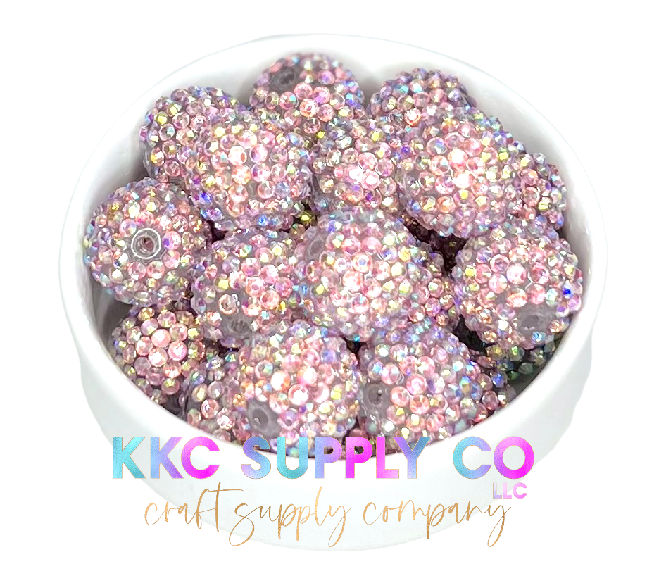 Rainbow Light Pink AB Rhinestone Bubblegum Bead 20mm
