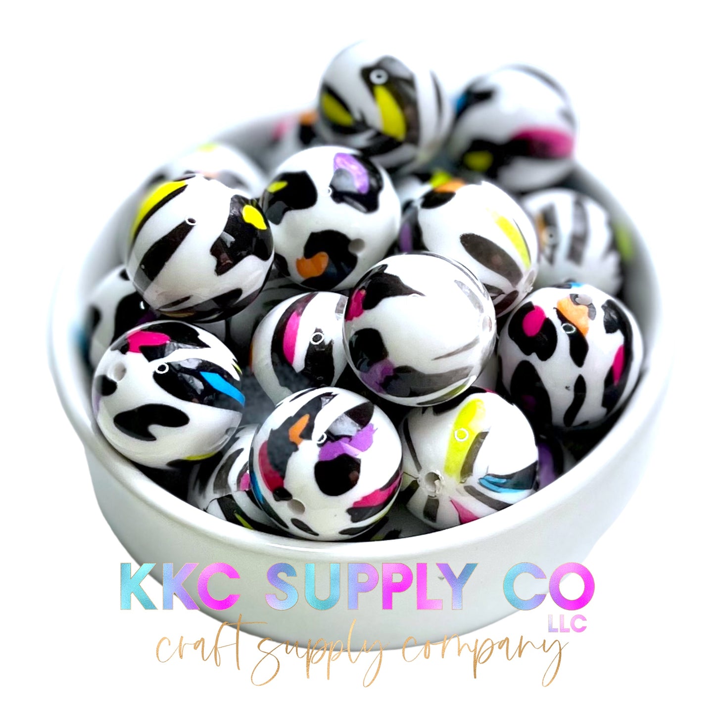 Neon Leopard Bubblegum Bead 20mm