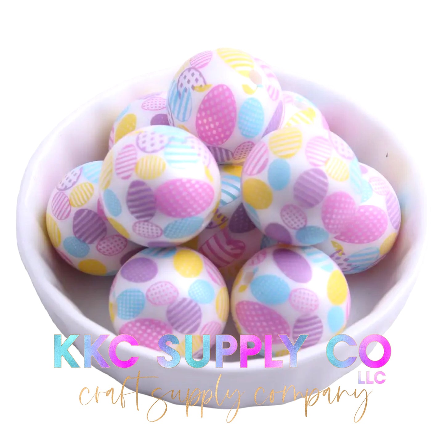 Easter Egg Printed Bubblegum Bead 20mm