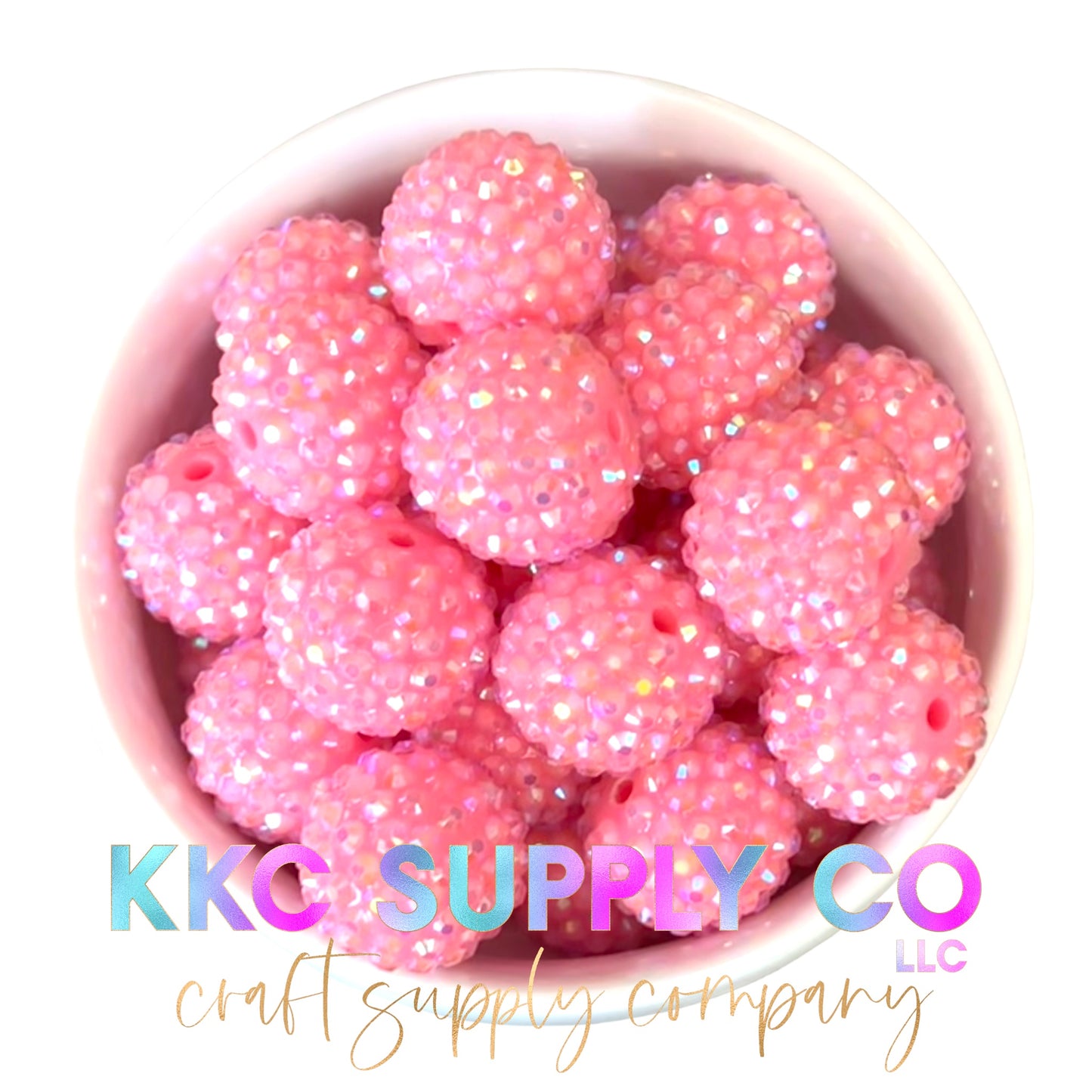 Bright Pink AB Rhinestone Bubblegum Bead 20mm