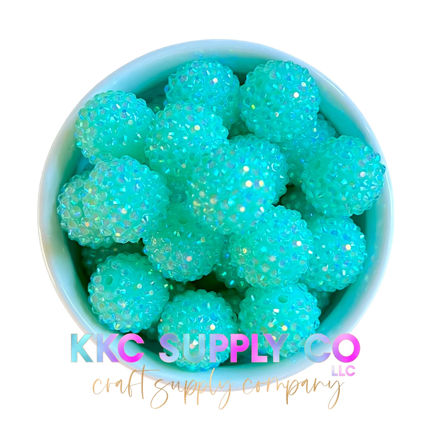 Aqua AB Rhinestone Bubblegum Bead 20mm