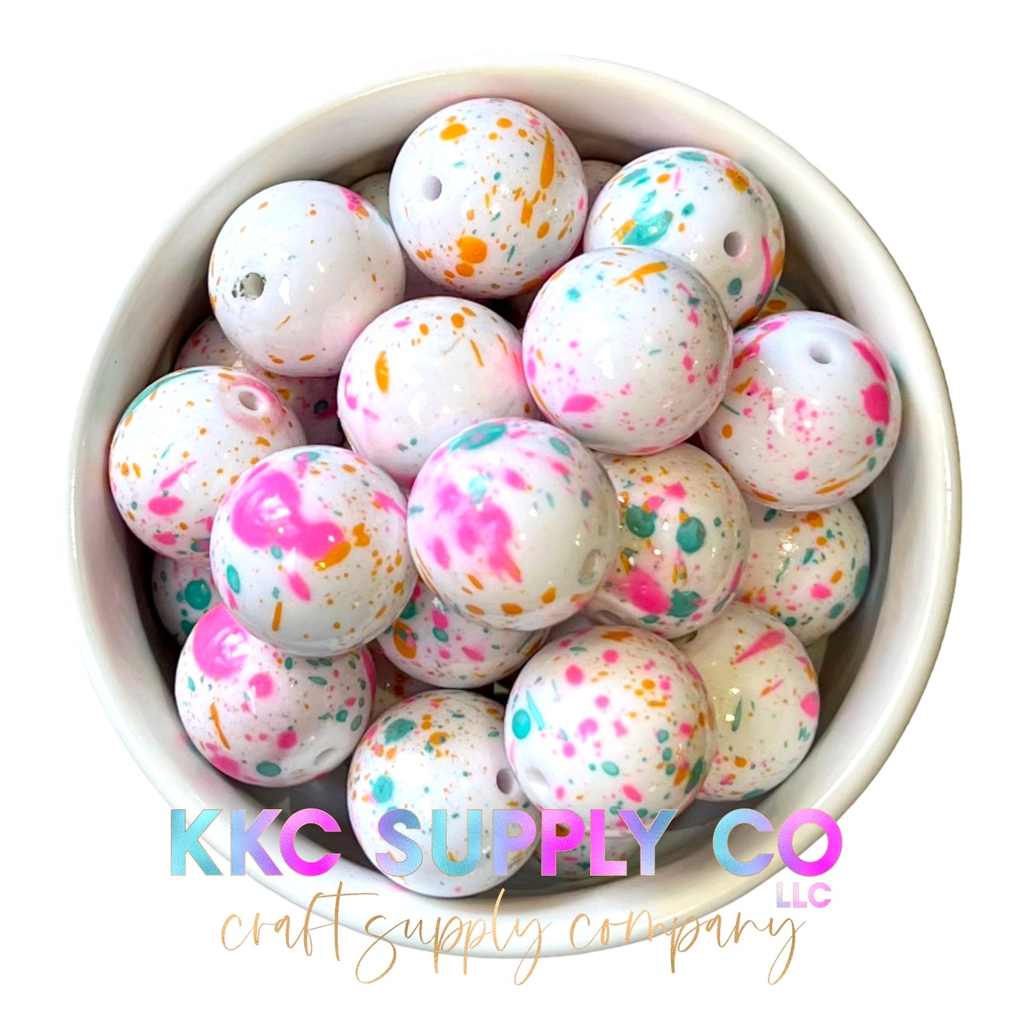 Spring Paint Splatter Bubblegum Bead 20mm
