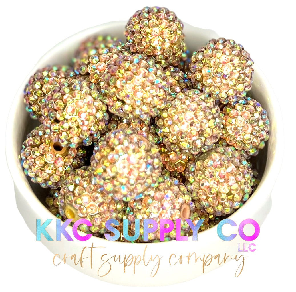 Gold AB Rhinestone Bubblegum Bead 20mm
