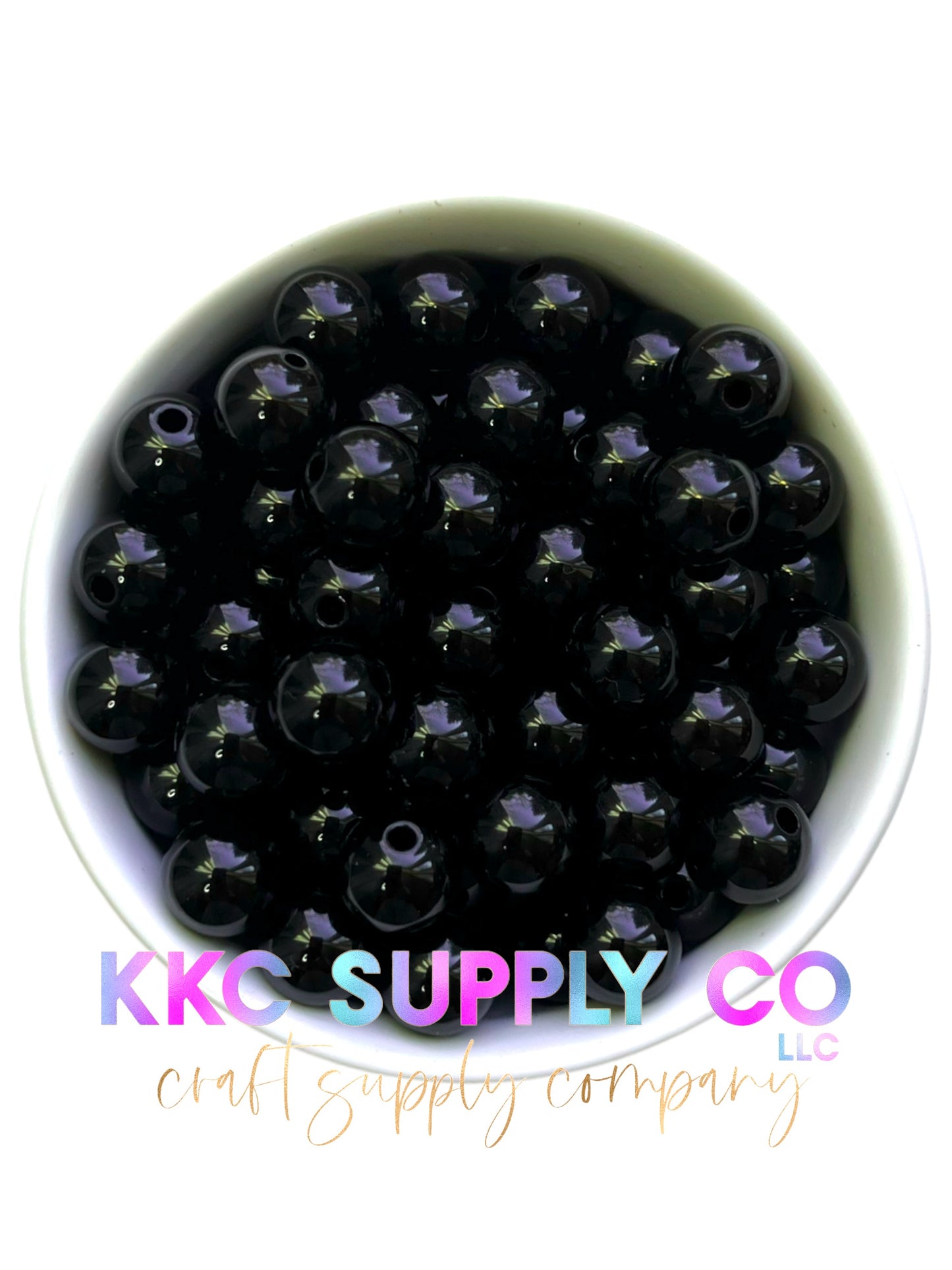 Black Solid Bubblegum Bead 12mm