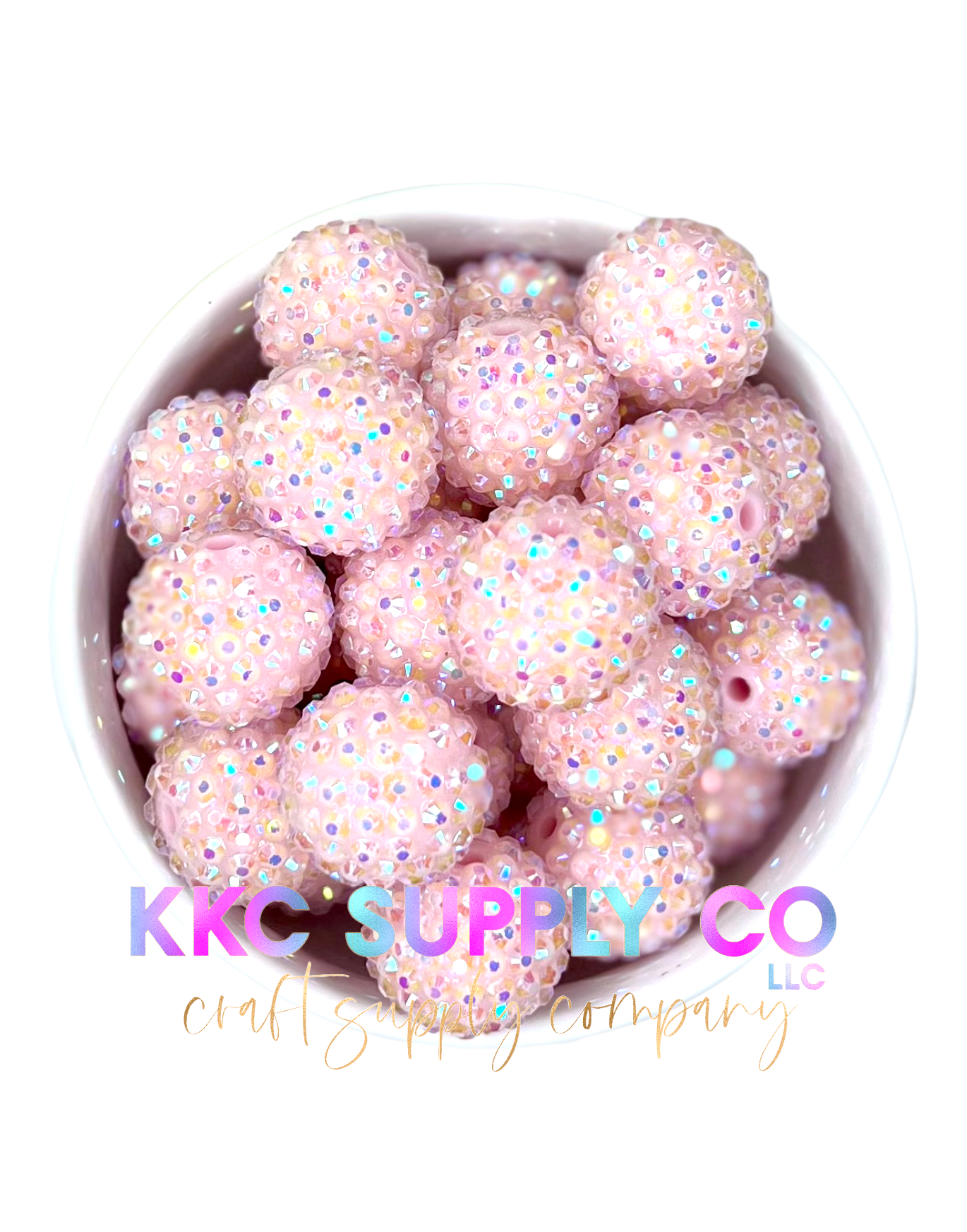 Light Pink AB Rhinestone Bubblegum Bead 20mm
