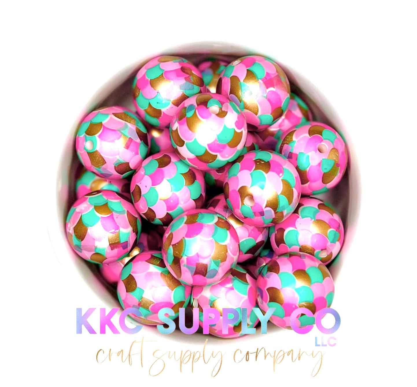 Mermaid Vibes Printed Bubblegum Bead 20mm