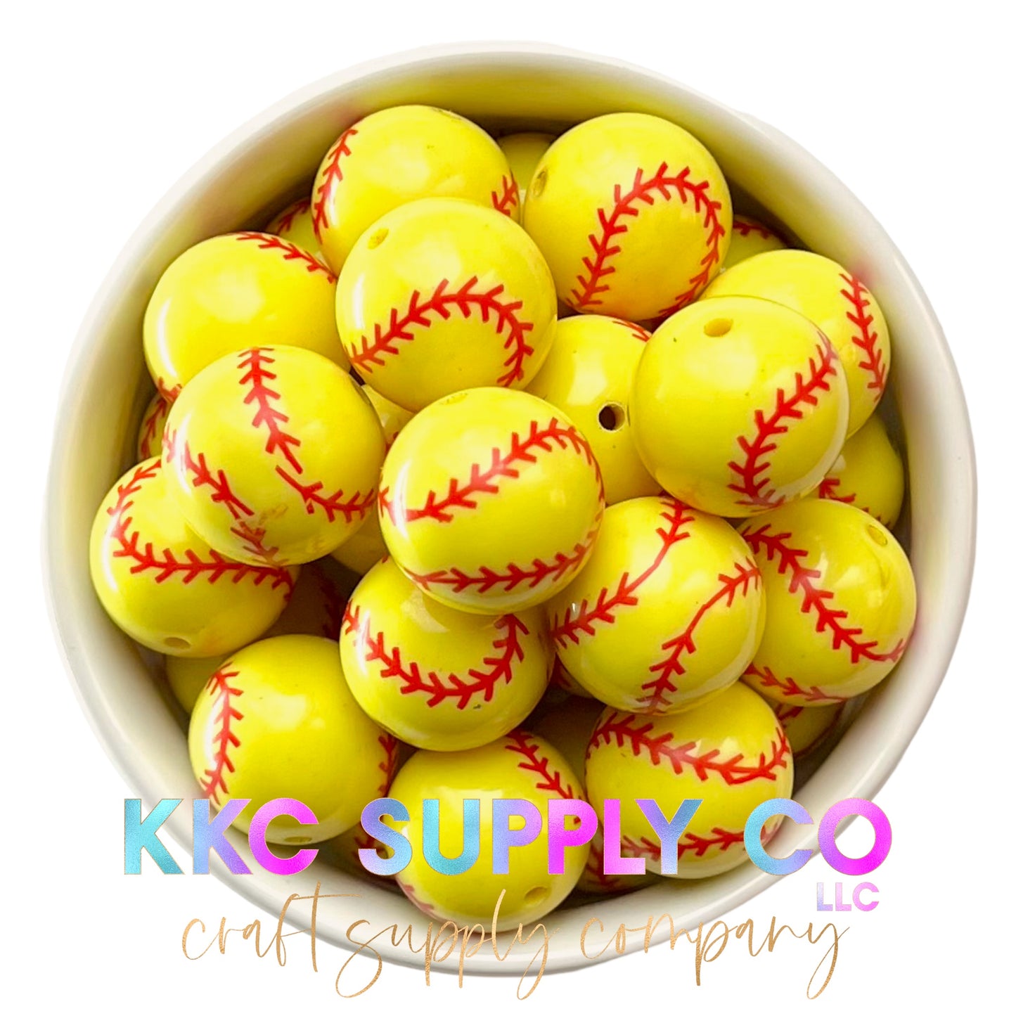 Softball Bubblegum Bead 20mm