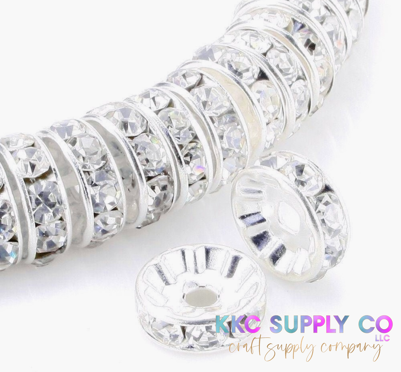 Clear Rhinestone Spacer Bead-10mm or 12mm