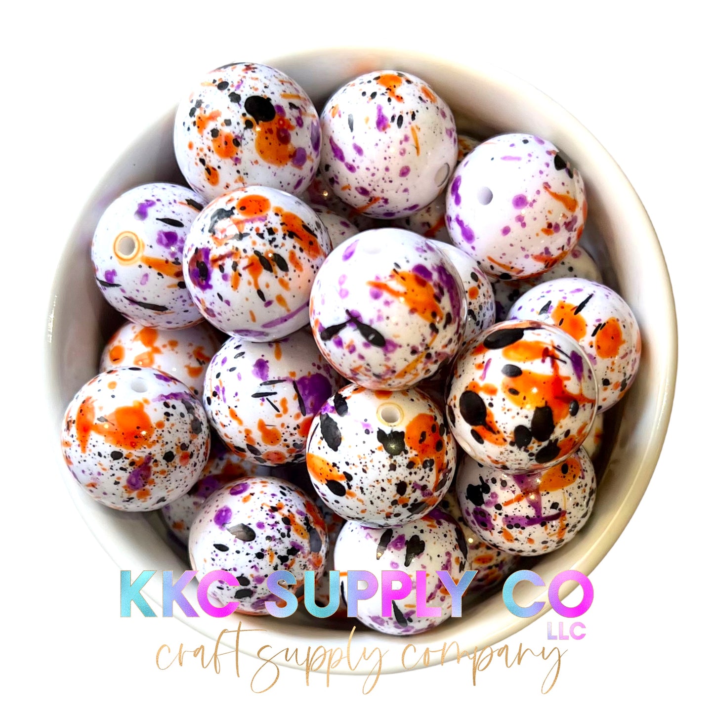 Halloween Paint Splatter Bubblegum Bead 20mm