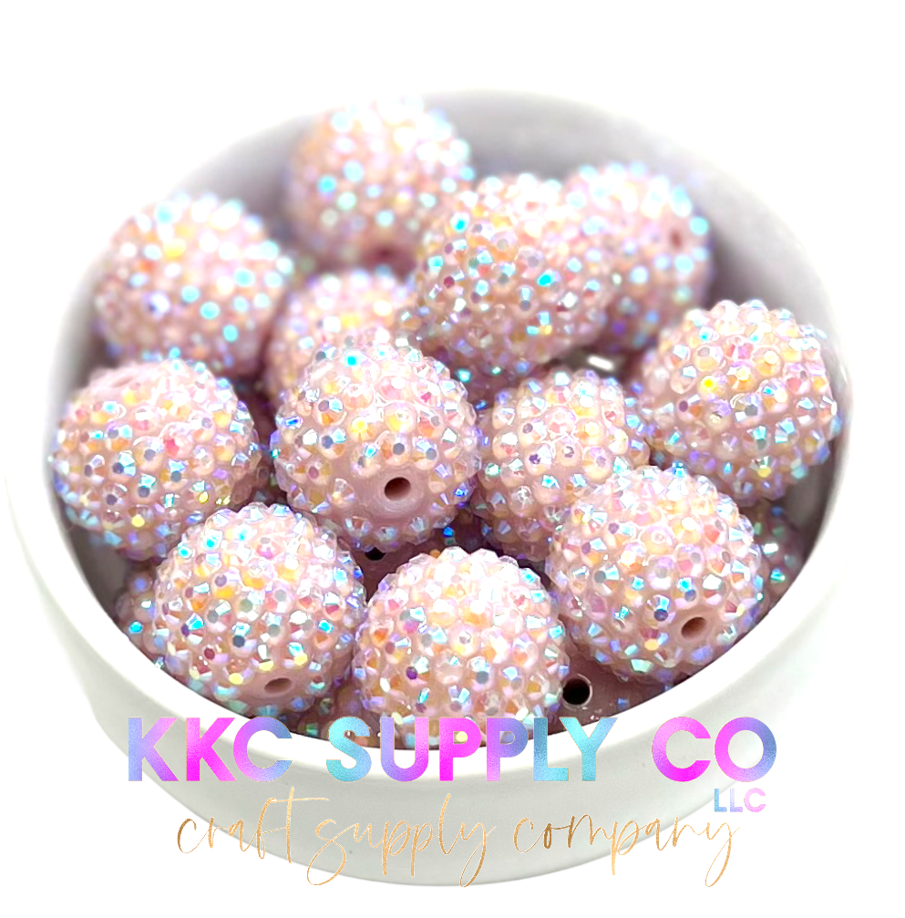 Vintage Blush AB Rhinestone Bubblegum Bead 20mm